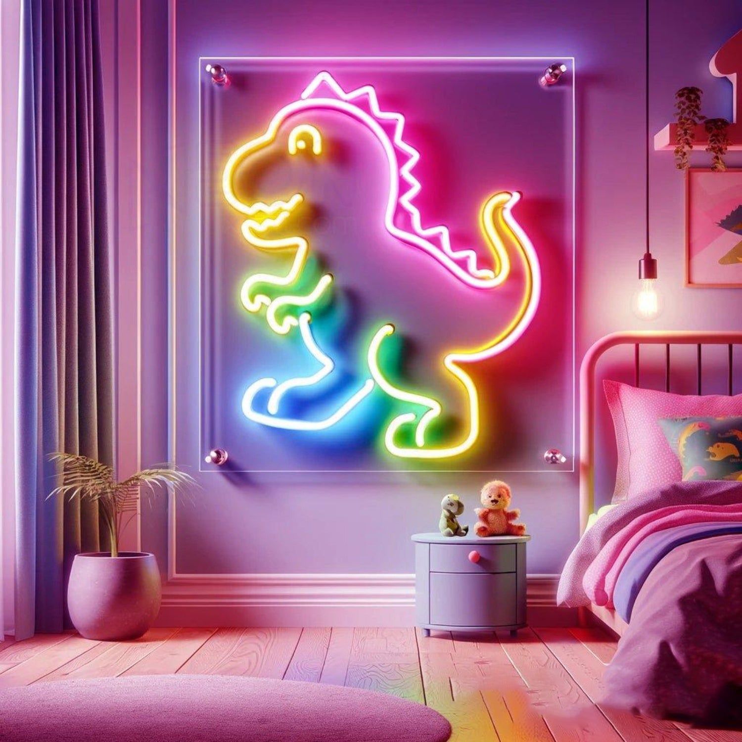 Multicolor Cartoon Dinosaur Led Neon Sign For Kids Room Wall Decor | Shineneon