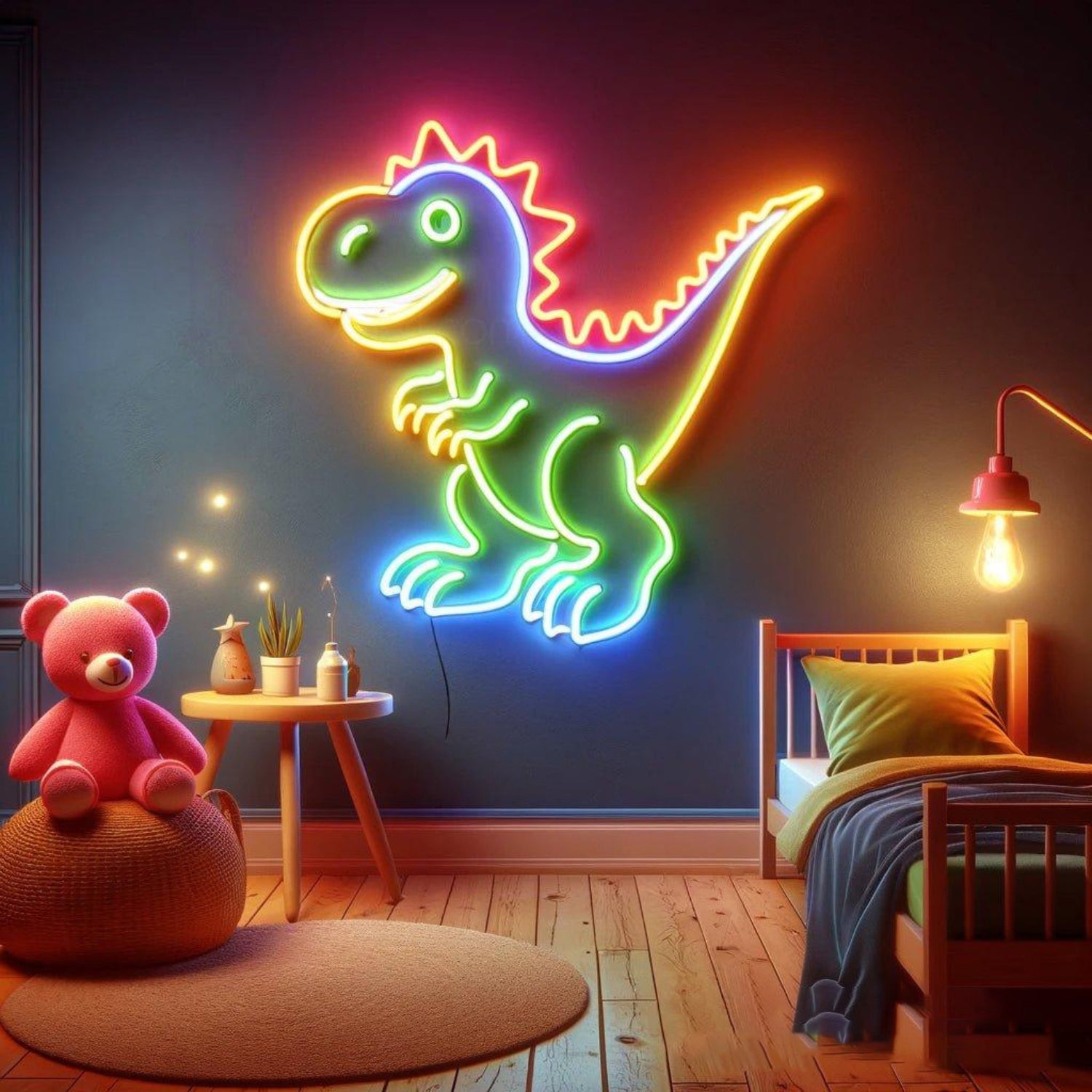 Multicolor Cartoon Dinosaur Led Neon Sign For Kids Room Wall Decor | Shineneon