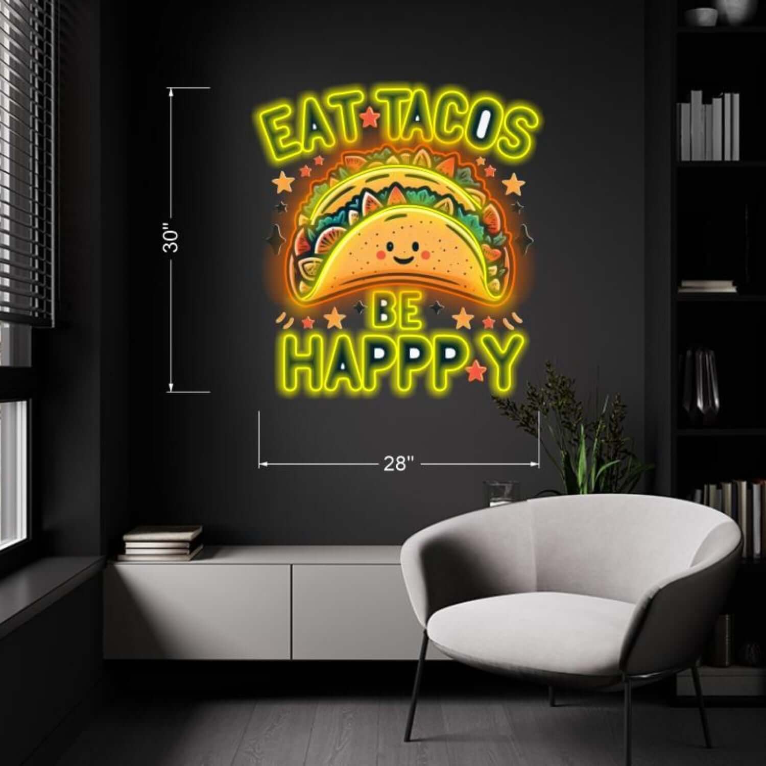 Multicolor Cartoon Taco Eat Tacos Be Happy Led Neon Sign For Home Décor - Shineneon