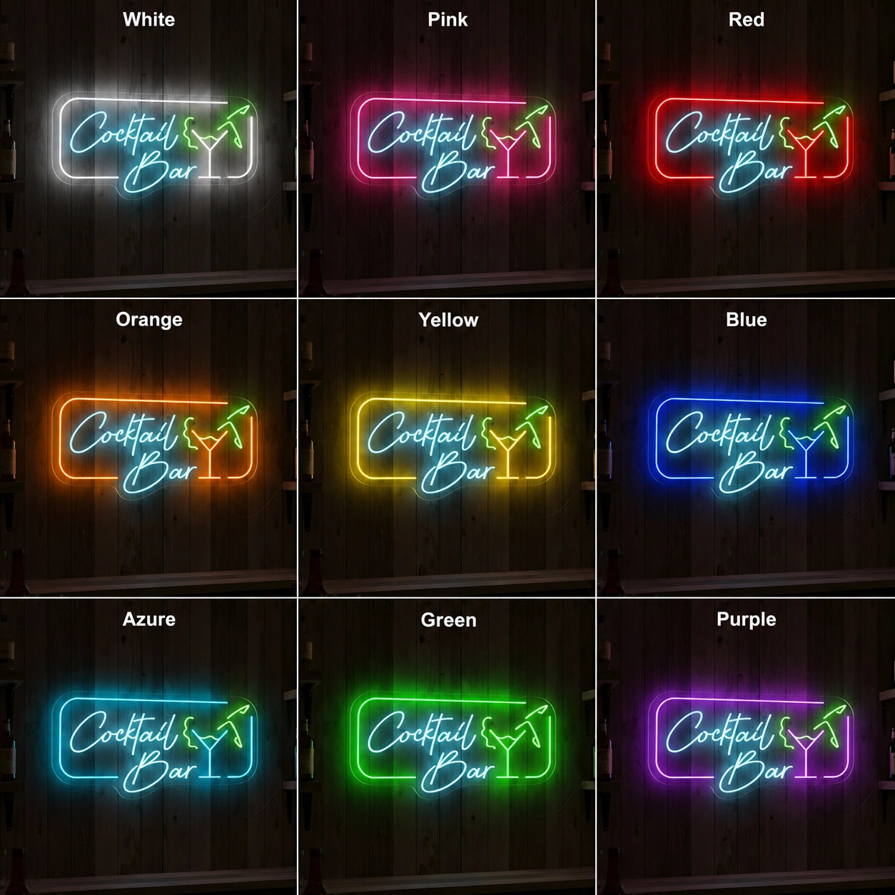 Multicolor Cocktail Bar Neon Sign LED Neon Sign color grid