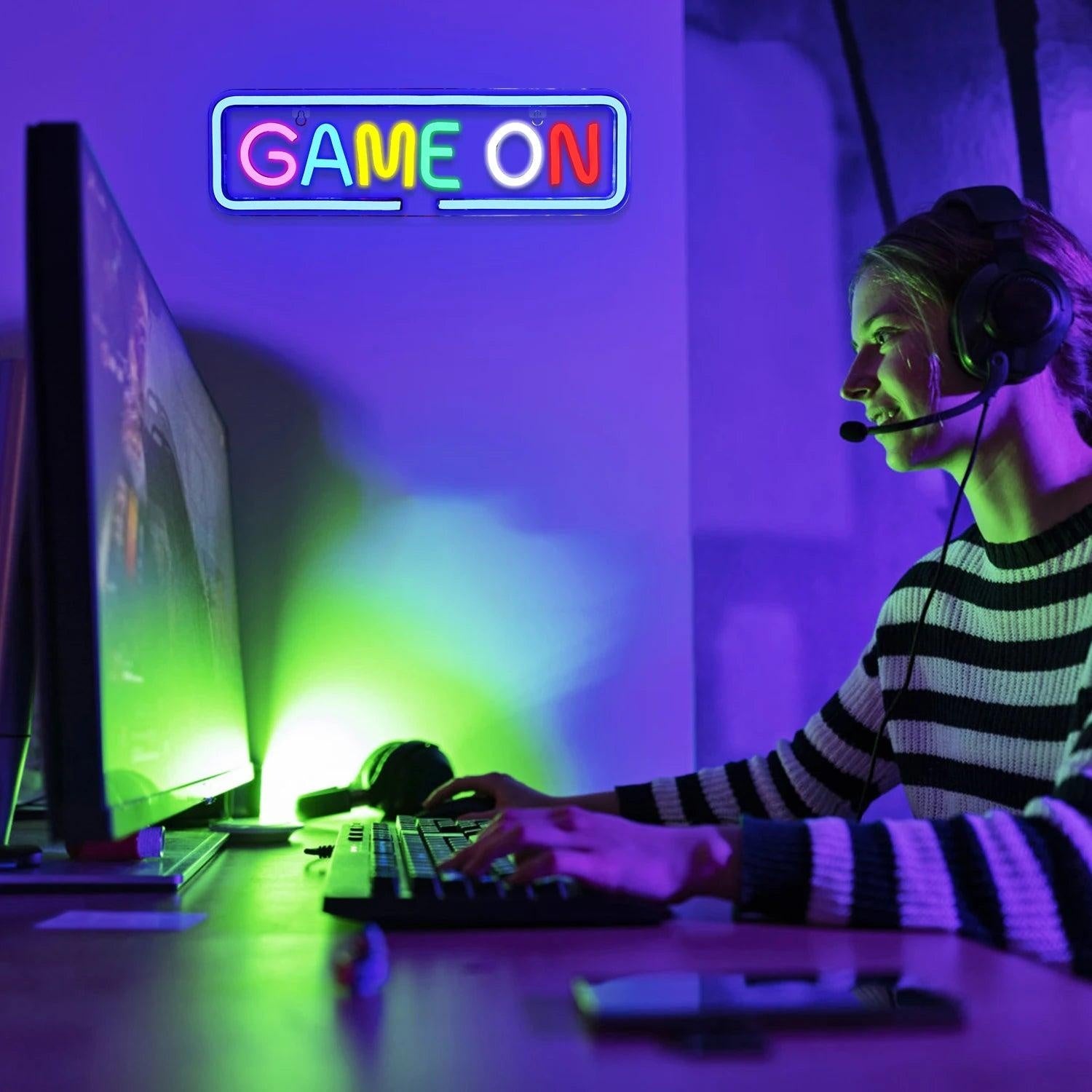 Multicolor Game On Led Neon Sign For Gaming Room Decor Powered | Shineneon