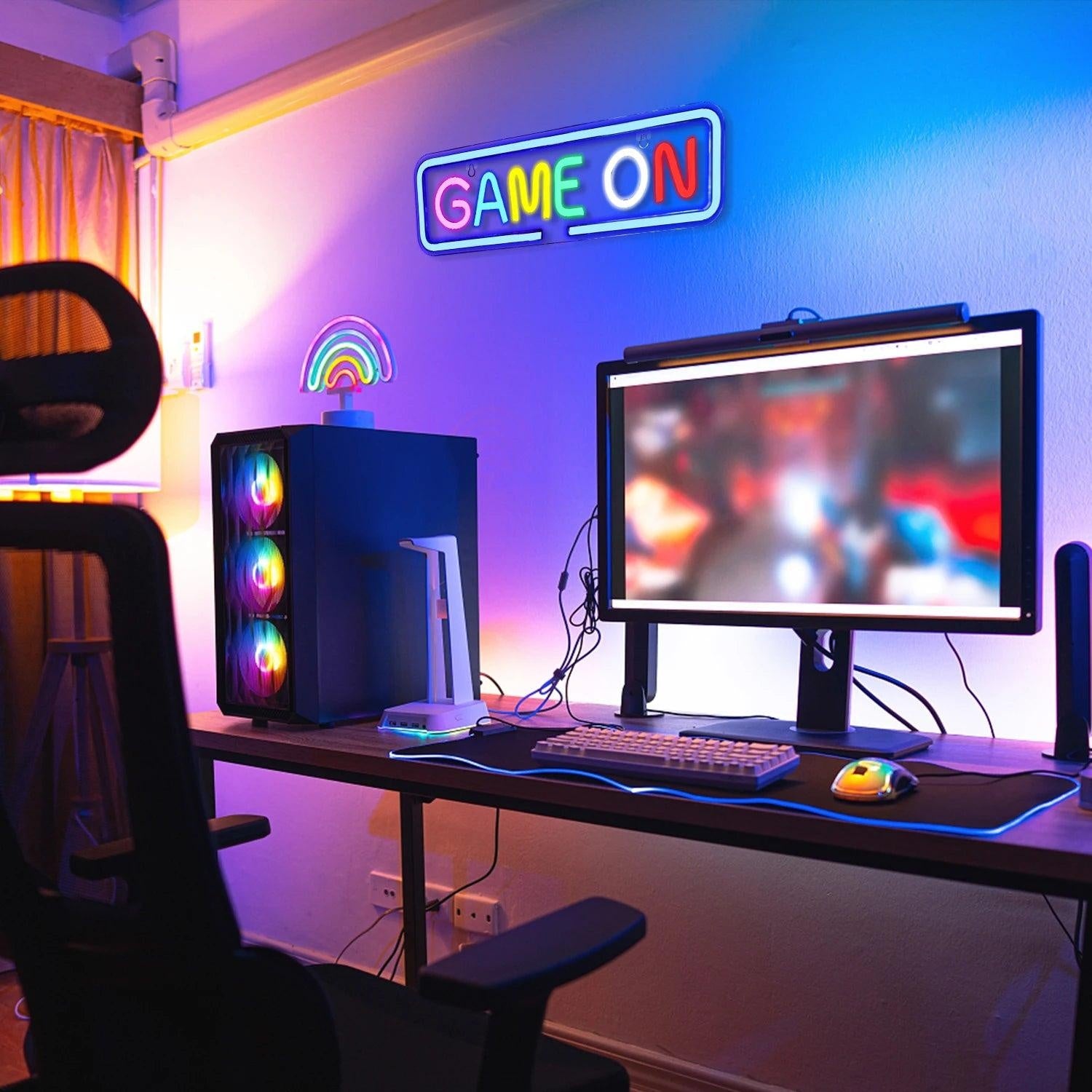 Multicolor Game On Led Neon Sign For Gaming Room Decor Powered | Shineneon