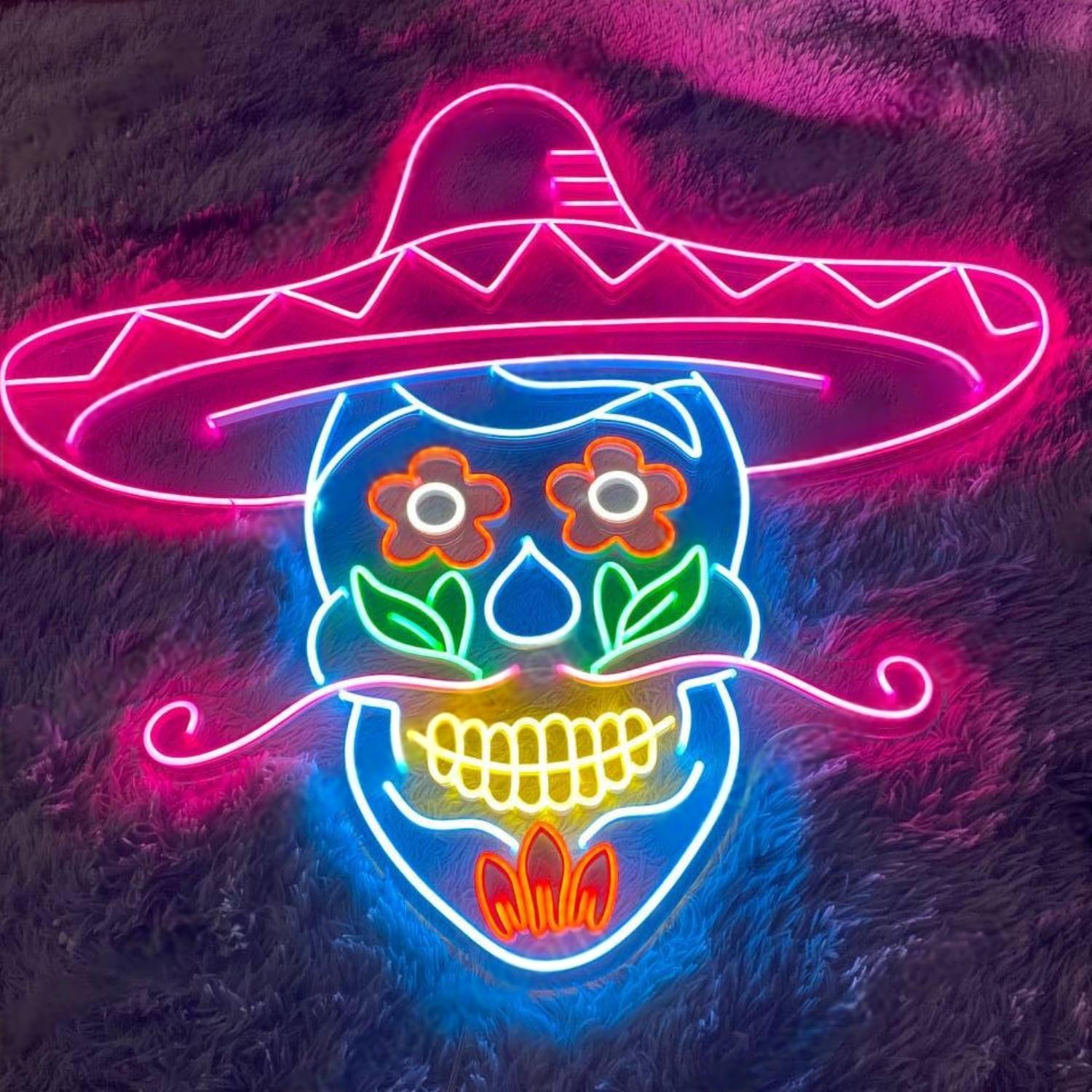 Multicolor Mexican Calavera Led Neon Sign For Dia De Los Muertos Party Decor | Shineneon
