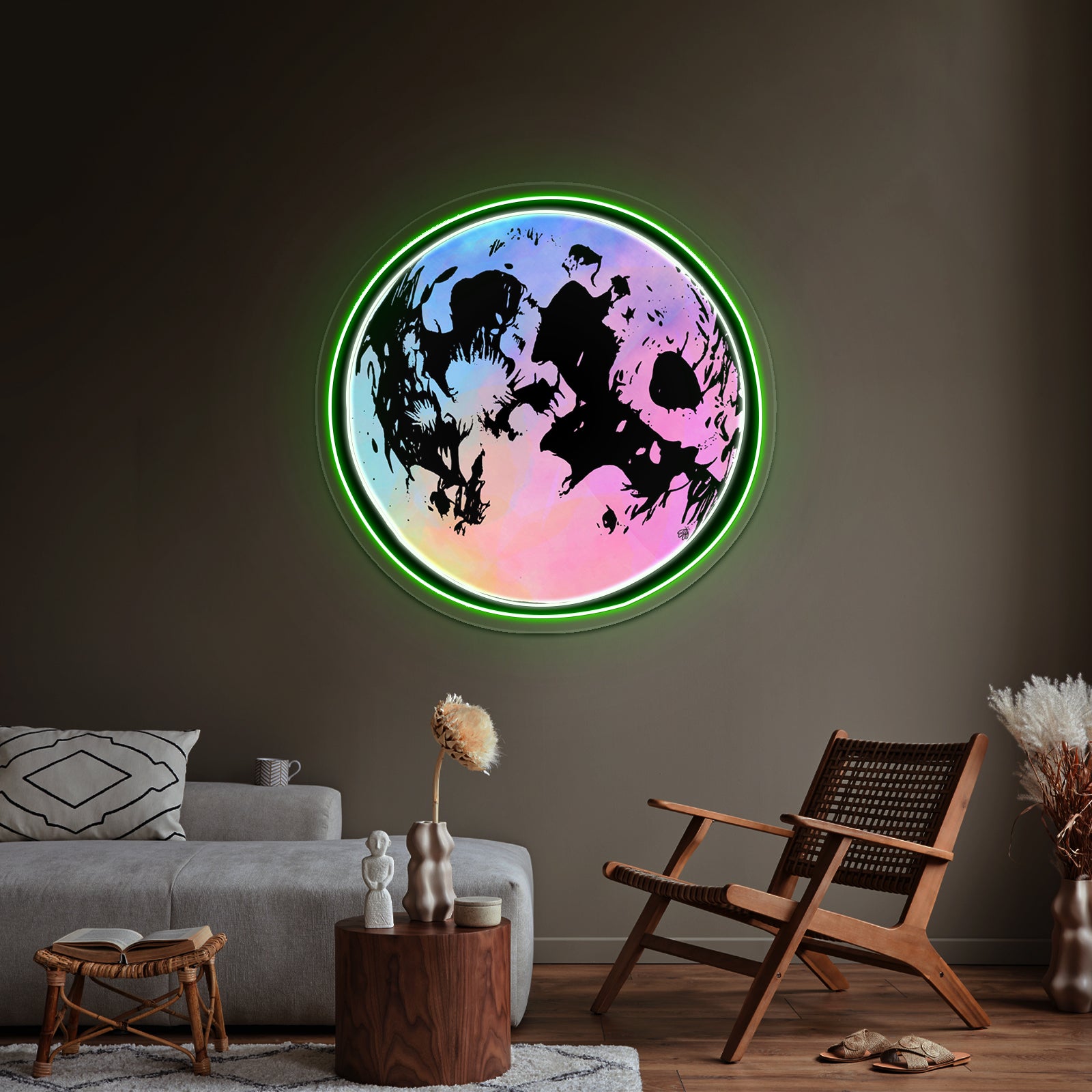 Multicolor Moon Artwork Animal Neon Signs