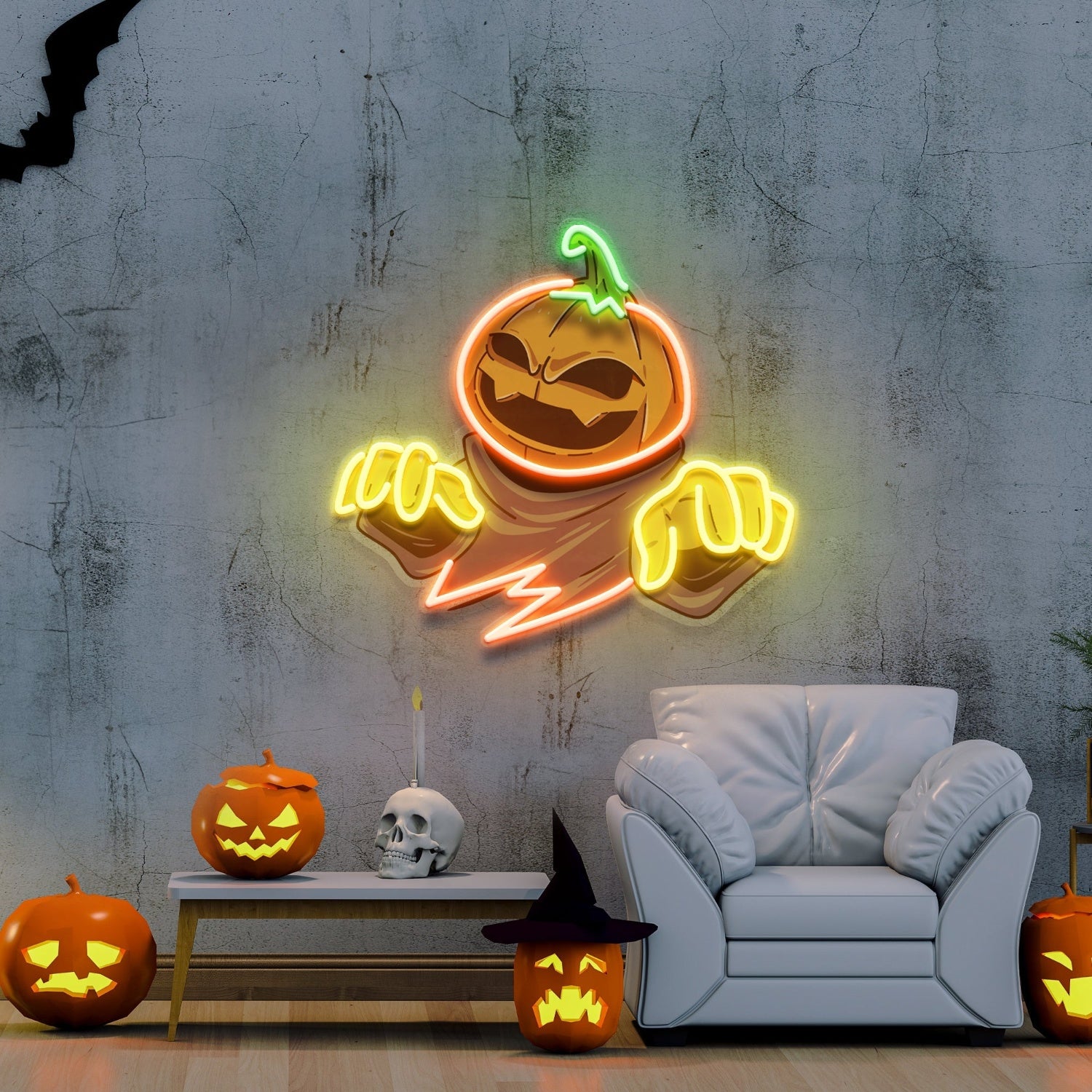 Mummy Pumpkin Halloween Neon Acrylic Artwork | Shineneon
