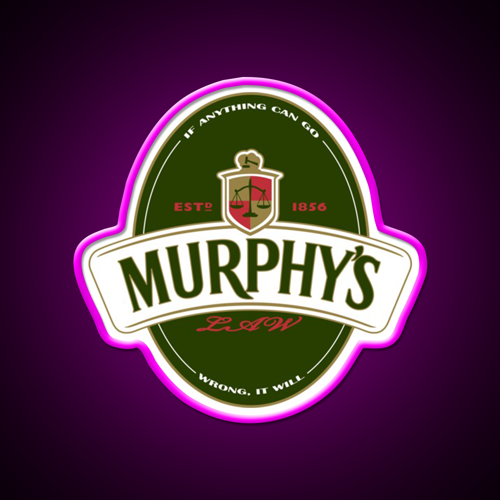 Murphys Law Beer Bar Decor Led Neon Sign Rgb Color - Neon sign mounted on wall in room