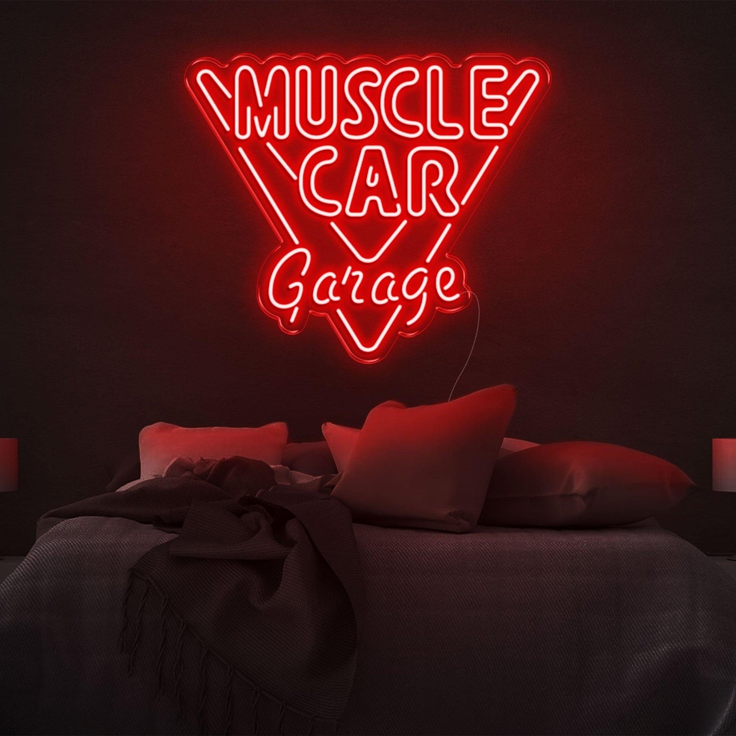Muscle Car Garage Bright Blue Inverted Triangle Led Neon Sign For Bedroom Wall Art | Shineneon