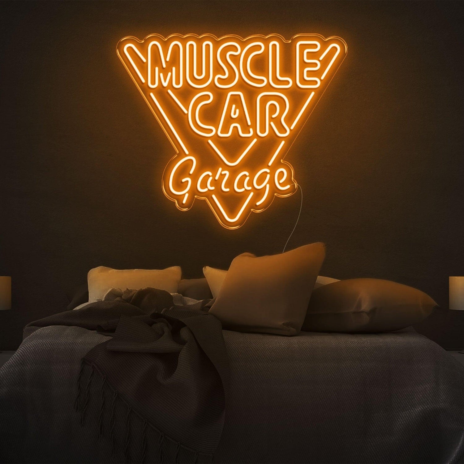 Muscle Car Garage Bright Blue Inverted Triangle Led Neon Sign For Bedroom Wall Art | Shineneon