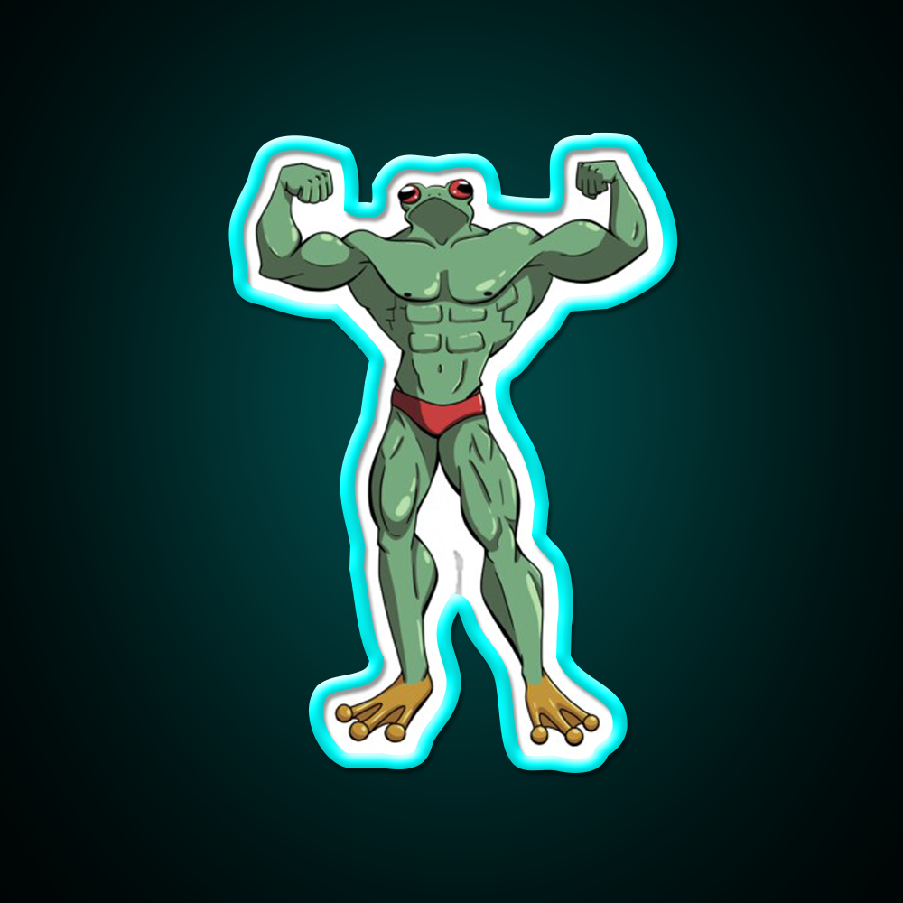 Muscle Frog Is Getting Those Gains Gym Fitness Led Neon Sign Rgb Color - Size and dimension reference