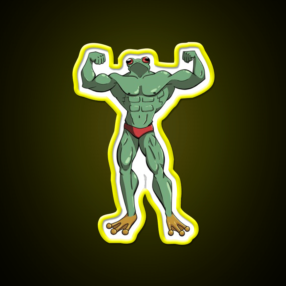 Muscle Frog Is Getting Those Gains Gym Fitness Led Neon Sign Rgb Color - Custom LED neon sign front view