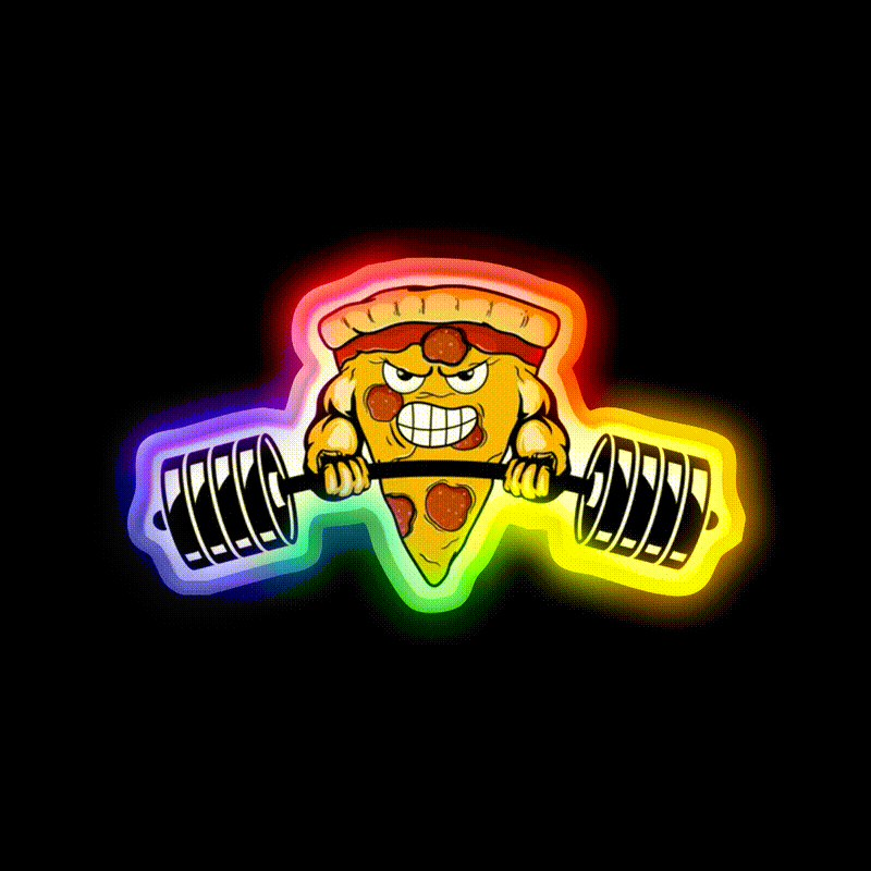 Muscle Pizza Powerlifting Crossfit Fitness Gym Fitness Led Neon Sign Rgb Color - LED neon sign close-up detail