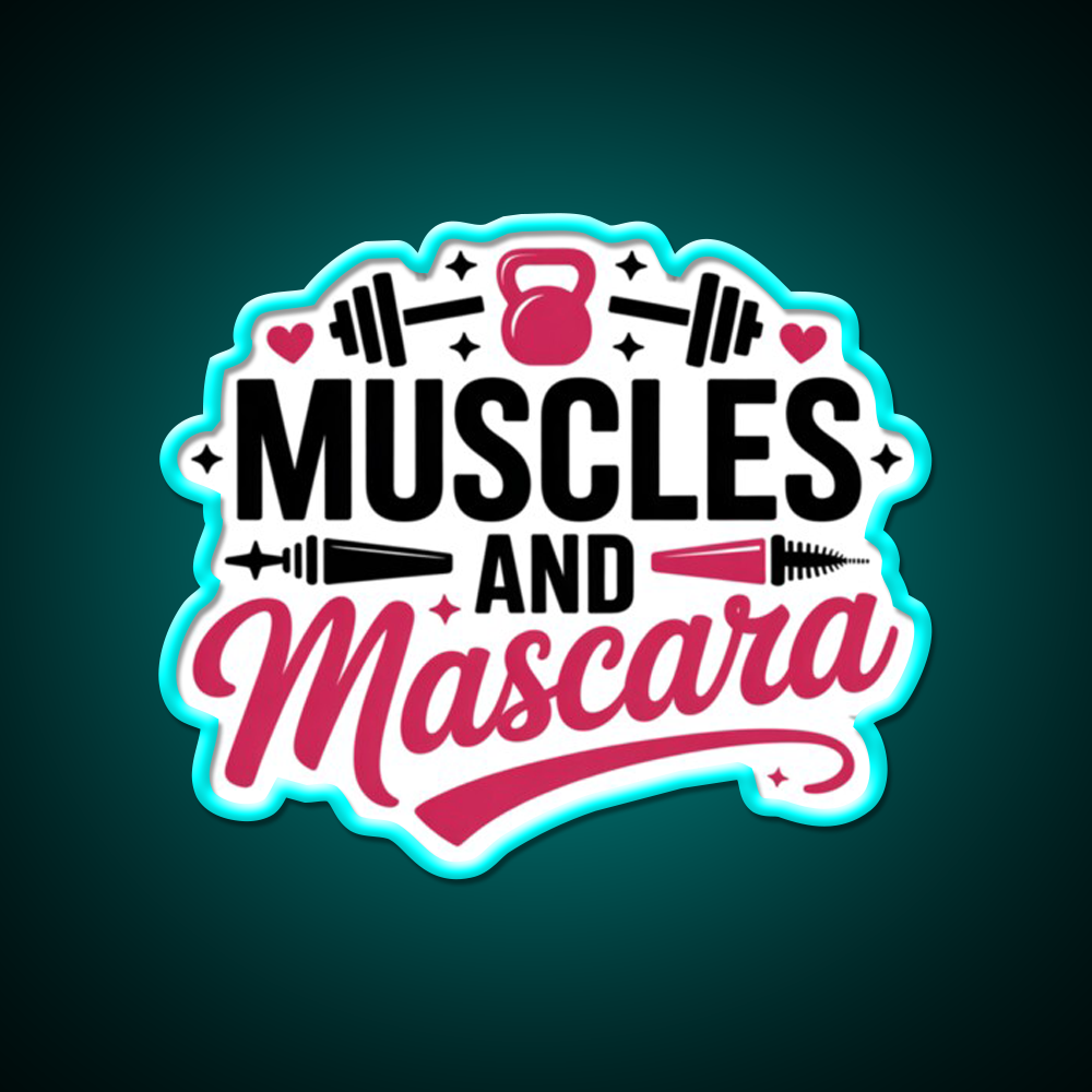 Muscles And Mascara Gym Fitness Led Neon Sign Rgb Color - Size and dimension reference