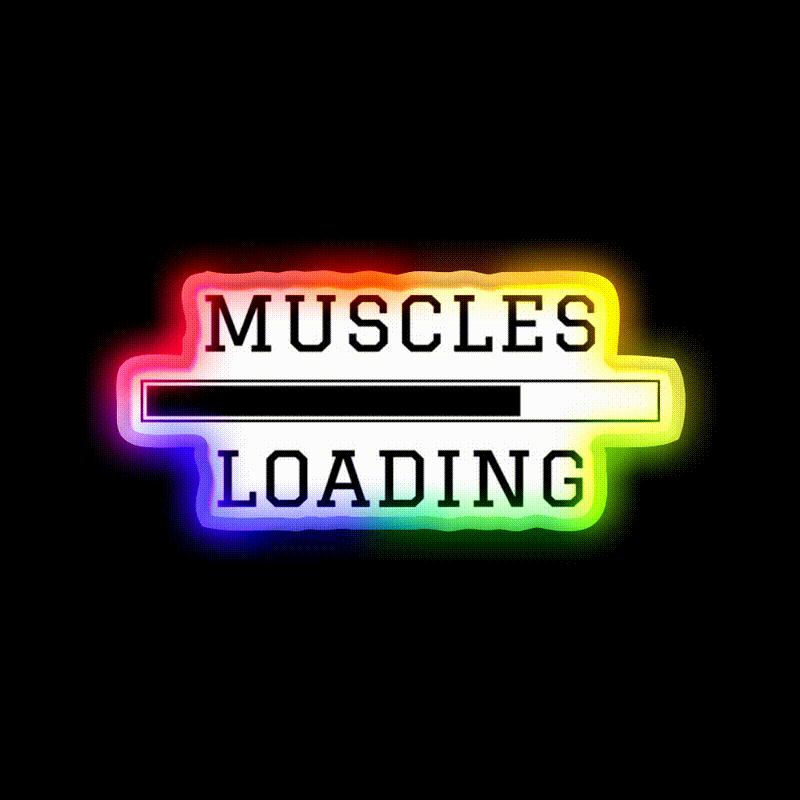Muscles Loading Gym Fitness Led Neon Sign Rgb Color - LED neon sign close-up detail