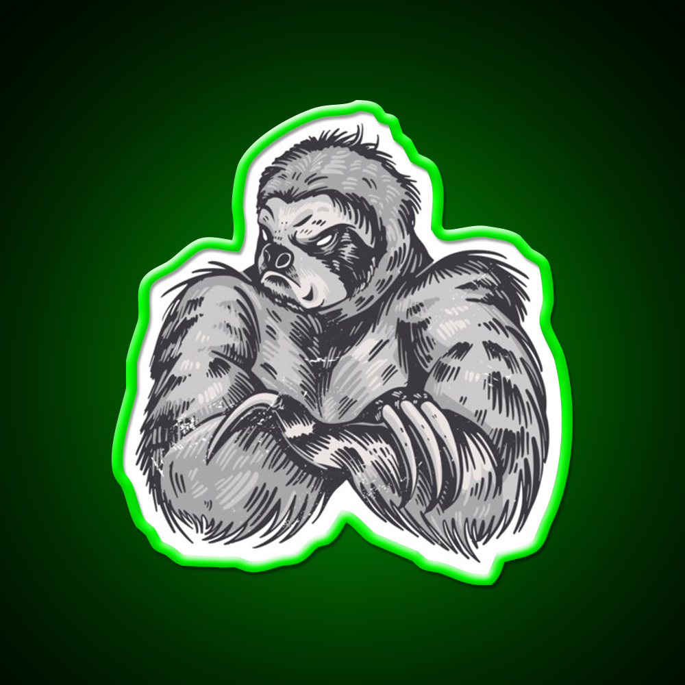 Muscular Sloth Bodybuilder Gym Fitness Led Neon Sign Rgb Color