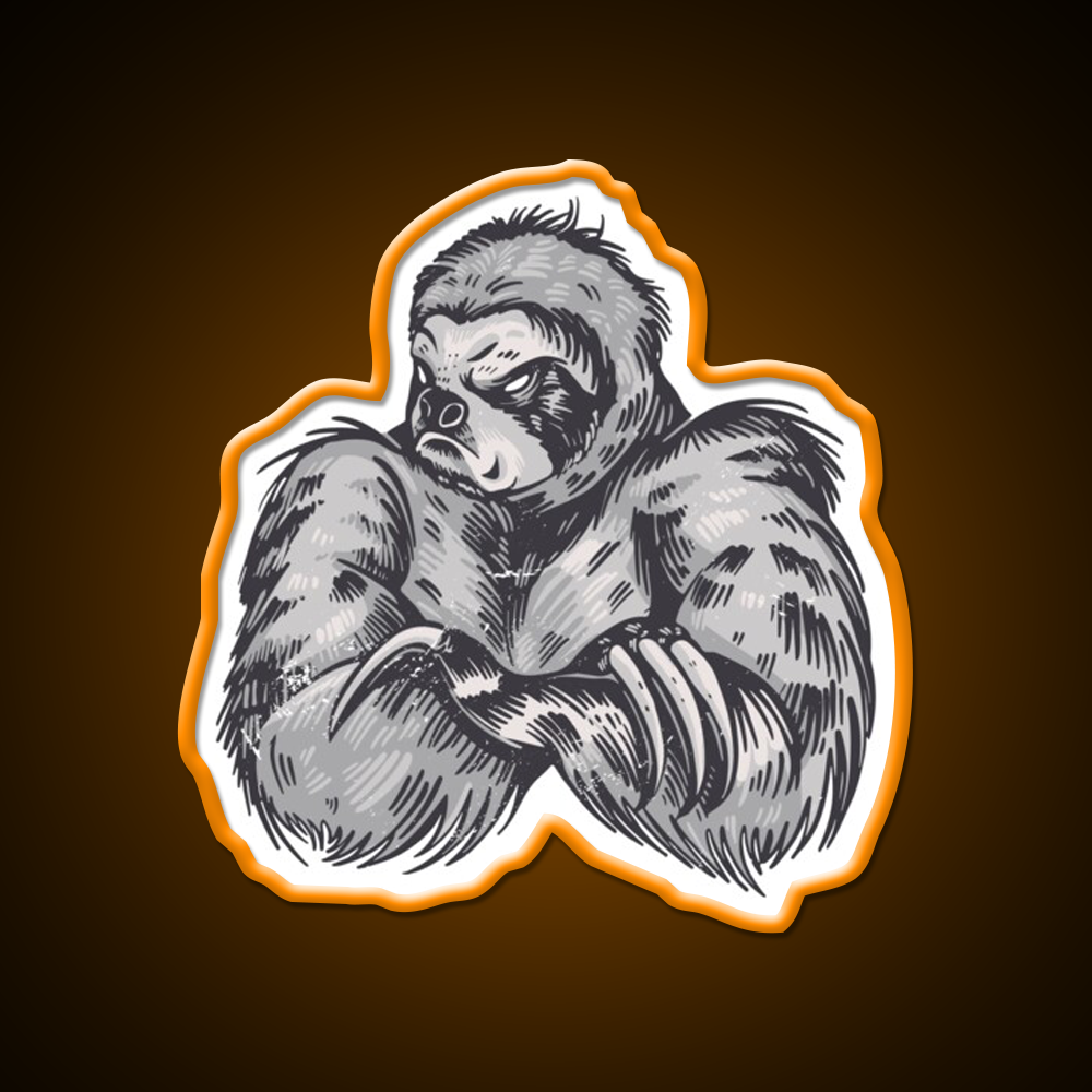 Muscular Sloth Bodybuilder Gym Fitness Led Neon Sign Rgb Color