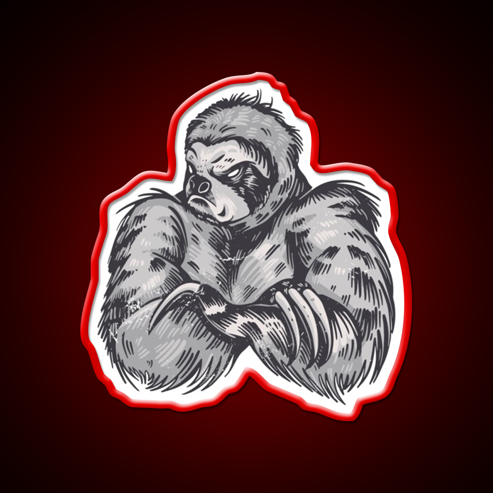 Muscular Sloth Bodybuilder Gym Fitness Led Neon Sign Rgb Color