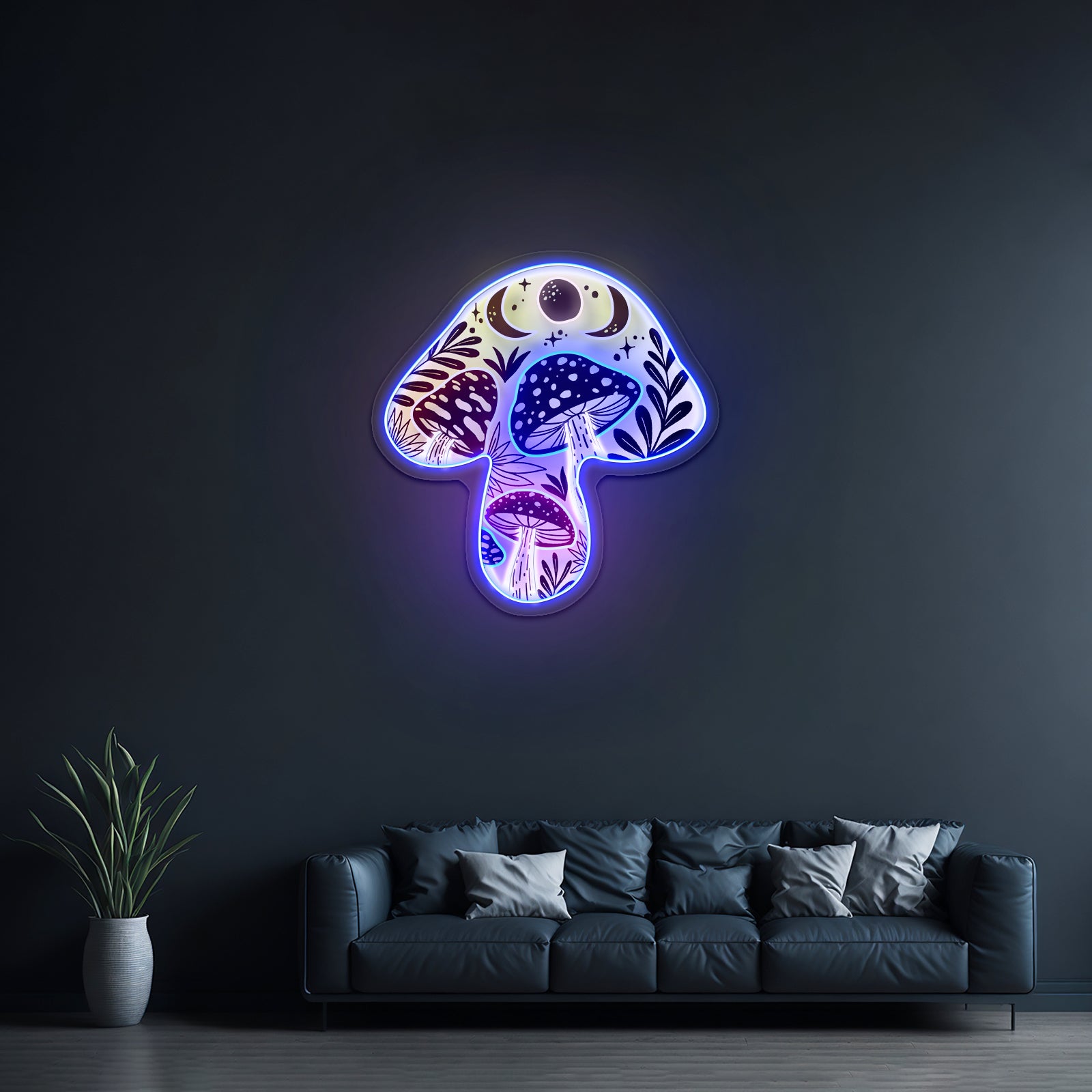Mushroom Abstract Artwork Aesthetic Neon Signs
