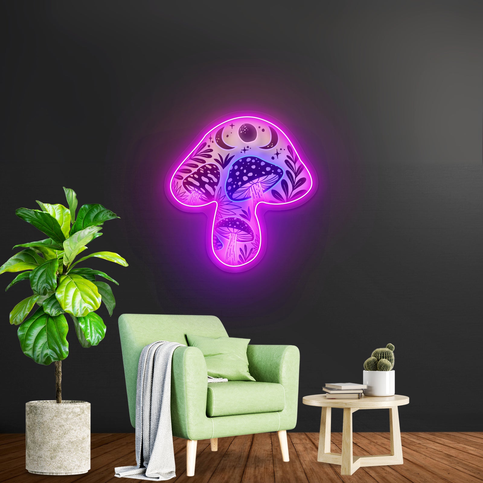 Mushroom Abstract Artwork Aesthetic Neon Signs