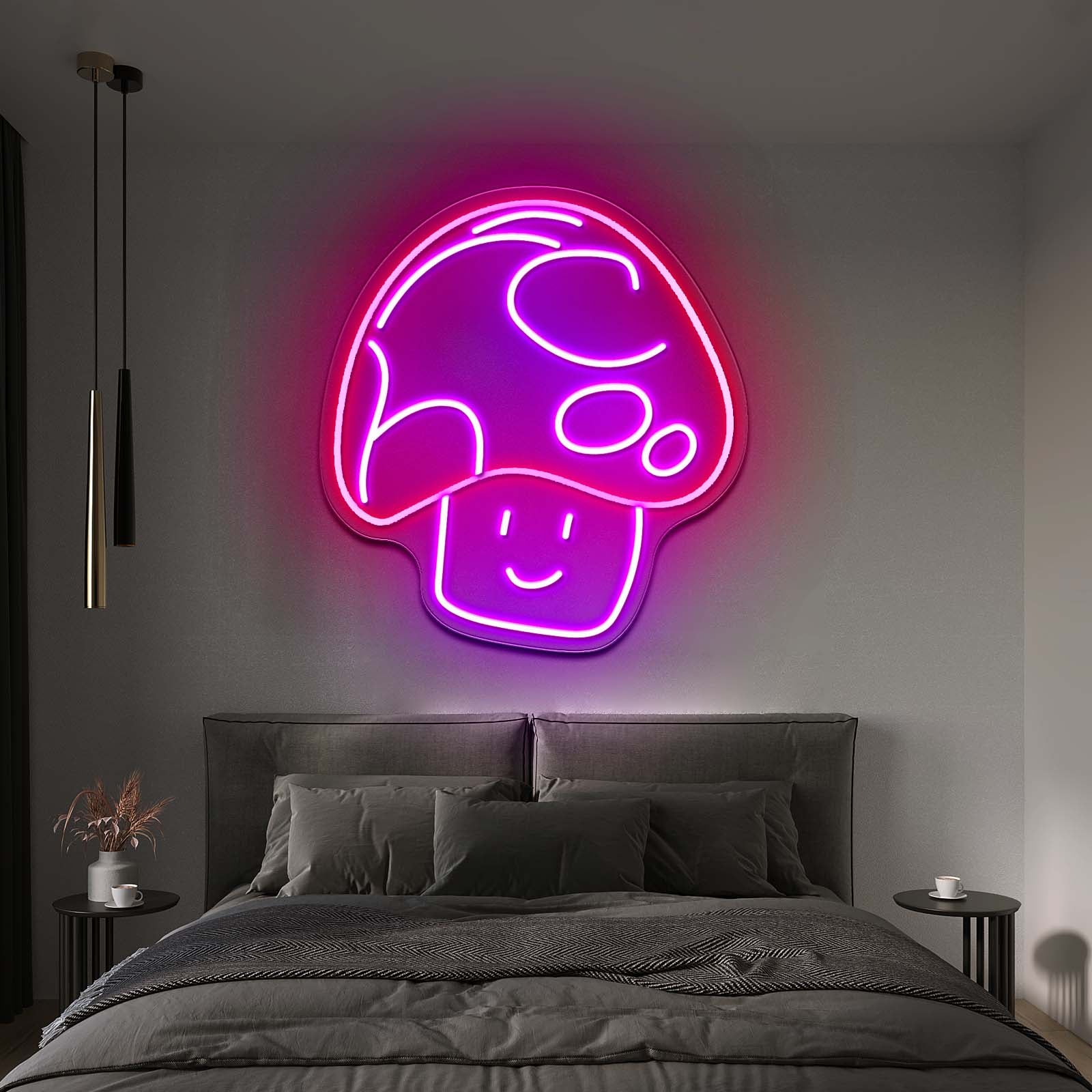 Mushroom Cat Neon Sign Cute Cat Led Signs For Bedroom