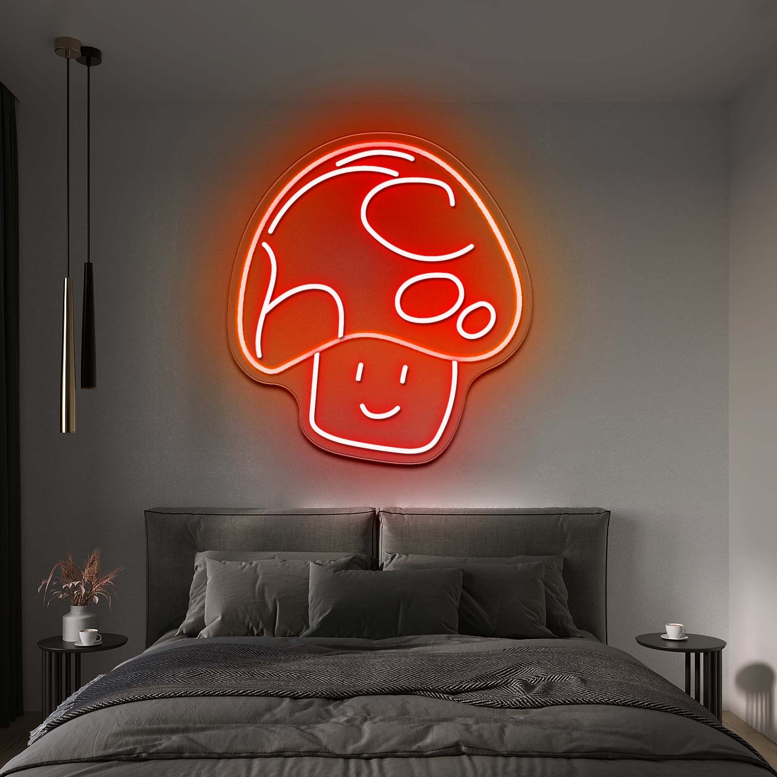 Mushroom Cat Neon Sign Cute Cat Led Signs For Bedroom