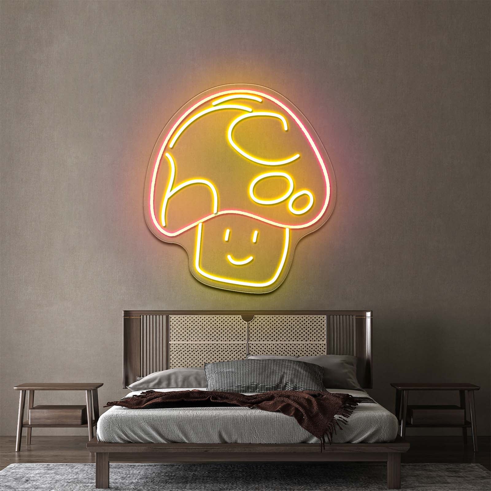 Mushroom Cat Neon Sign Cute Cat Led Signs For Bedroom