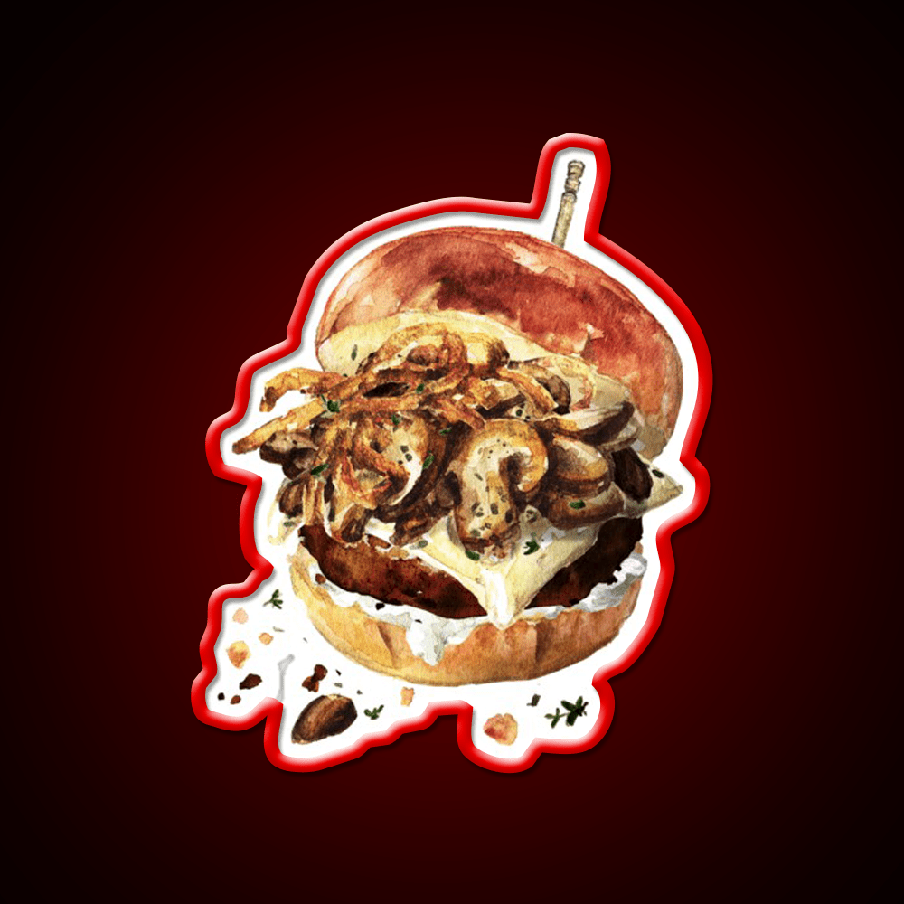 Mushroom Beef Burger Fast Food Led Neon Sign For Burger Place Rgb Color - Shineneon