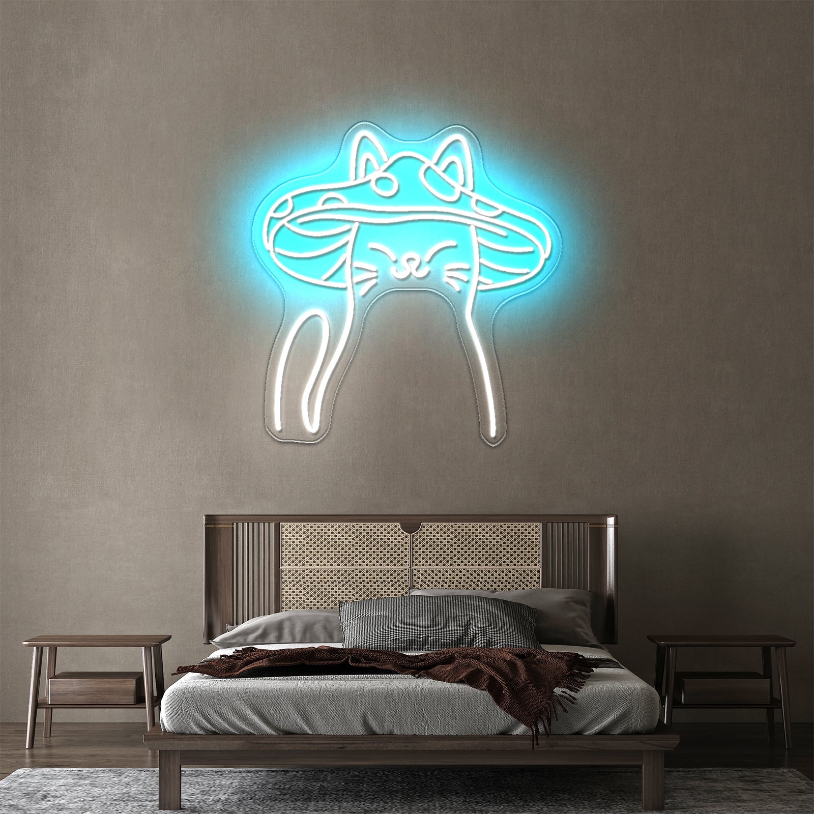 Mushroom Cat Neon Sign Cute Cat Led Signs For Bedroom - Shineneon