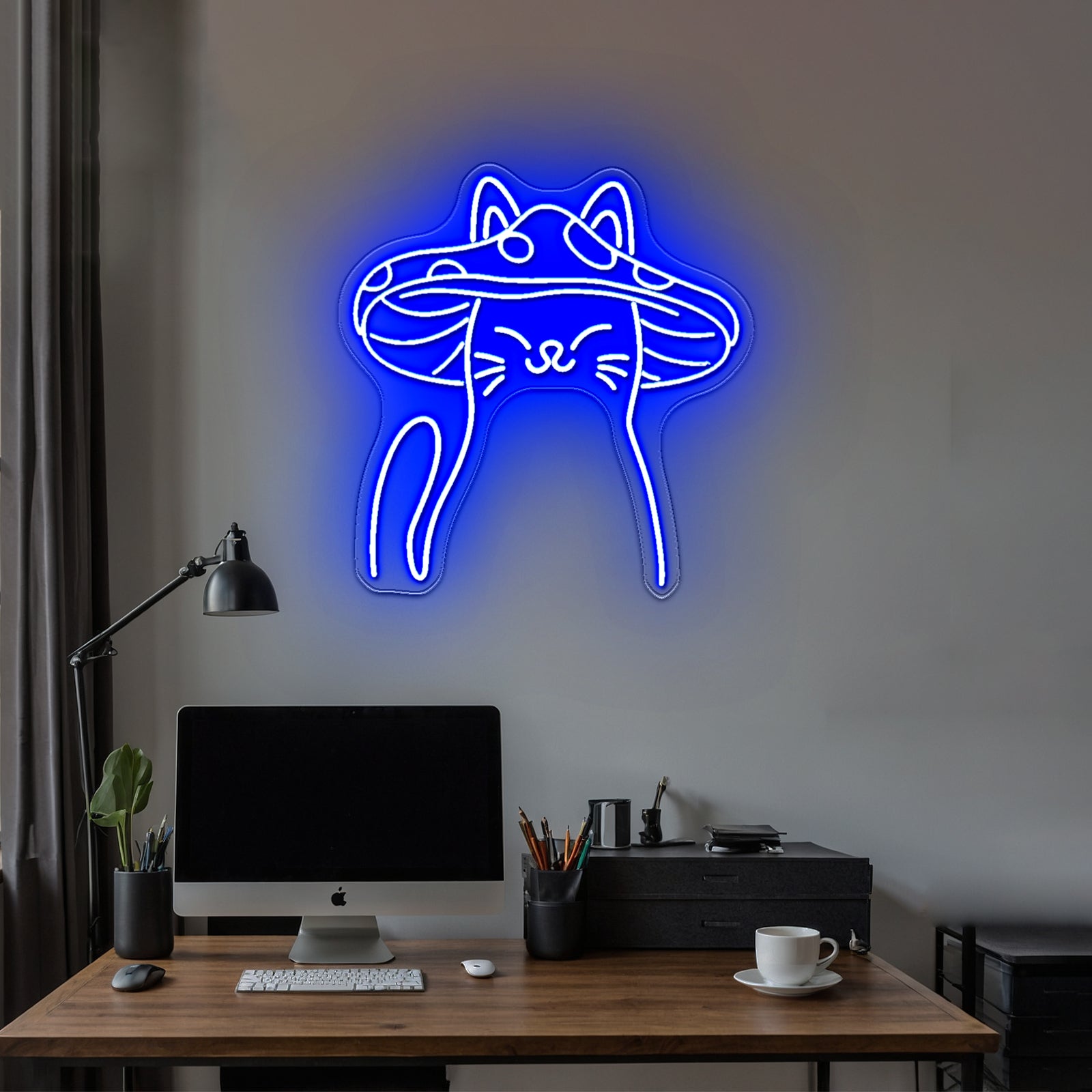 Mushroom Cat Neon Sign Cute Cat Led Signs For Bedroom