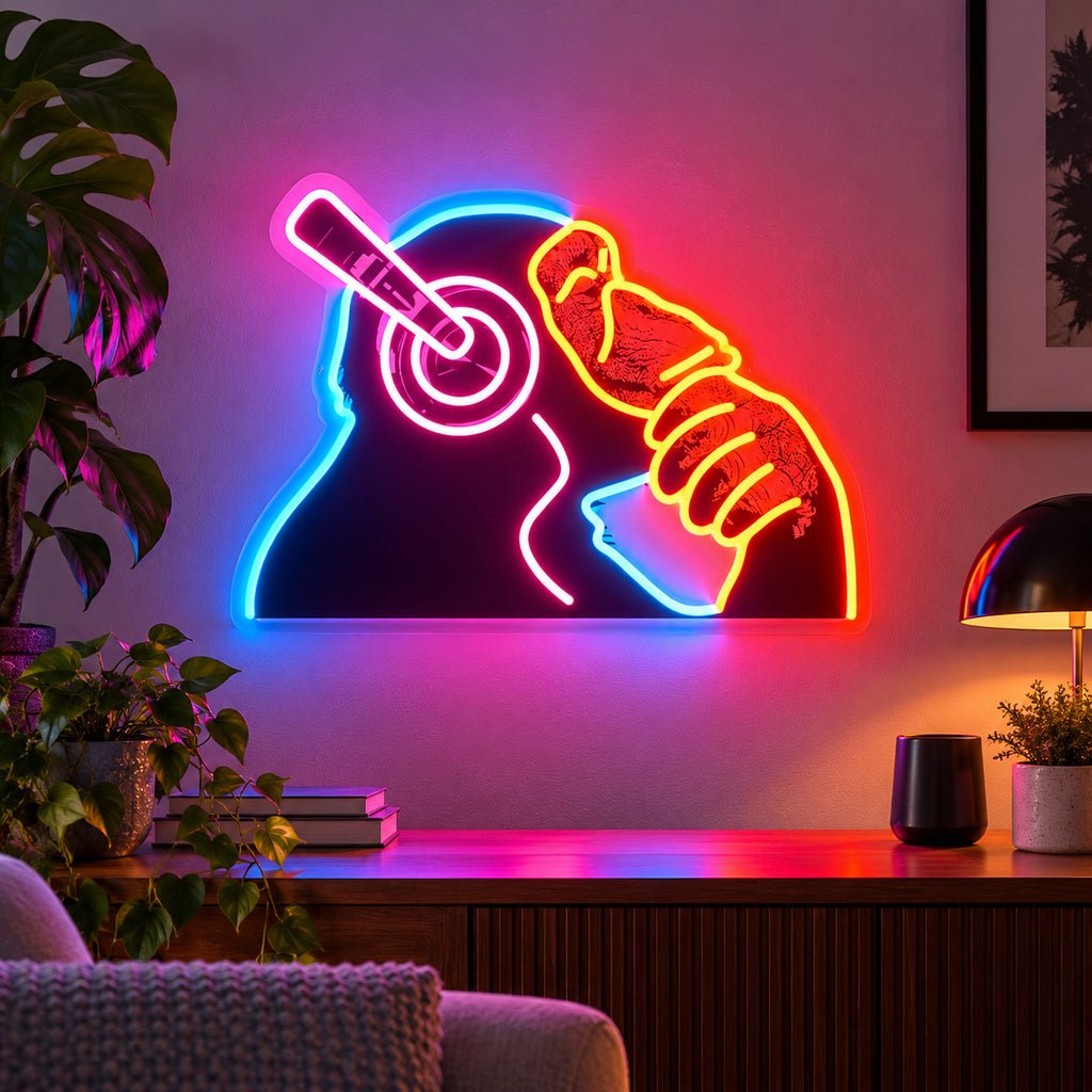 Music Chimpanzee Headphones LED Neon Sign - Shineneon