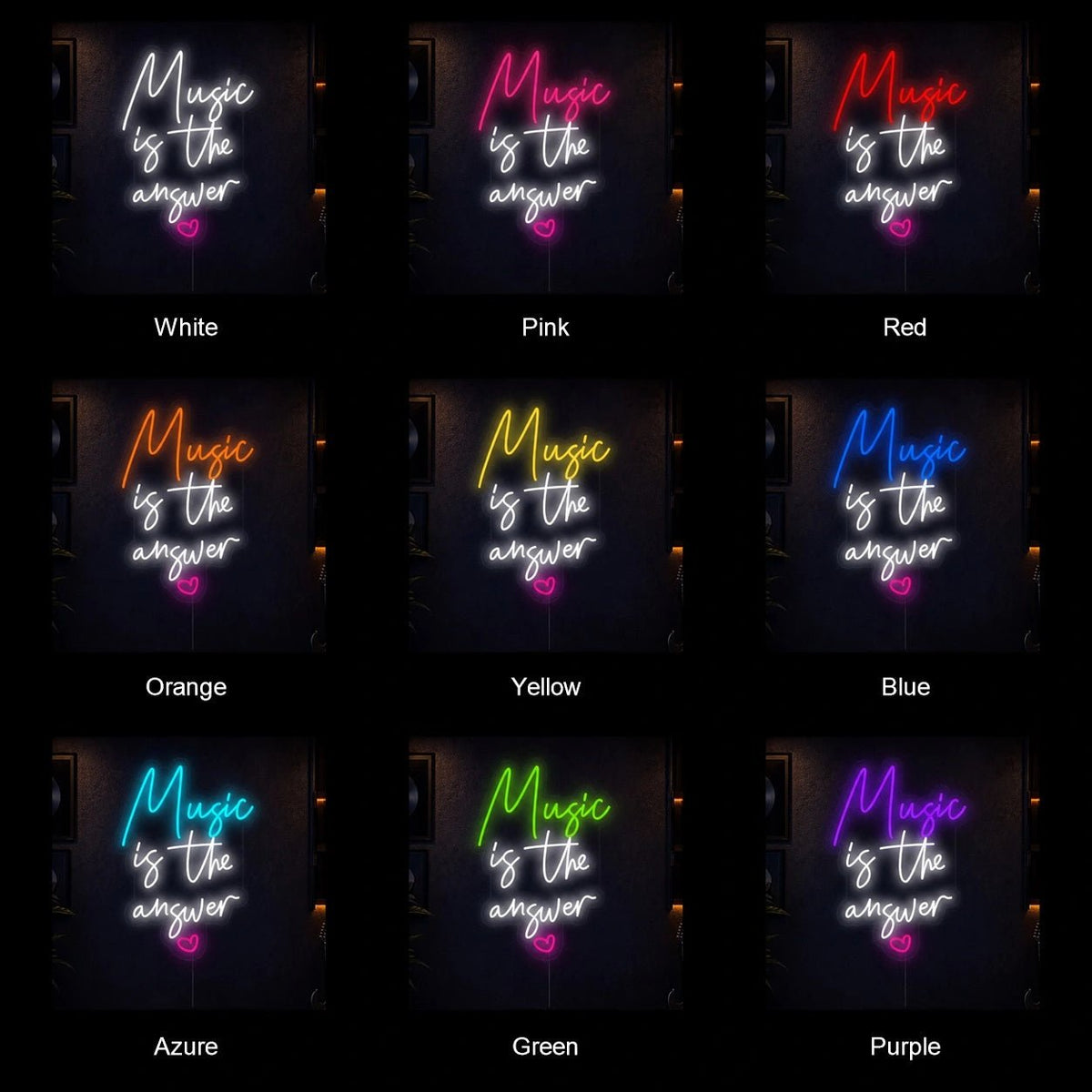 Music Is The Answer Heart LED Neon Sign - Shineneon