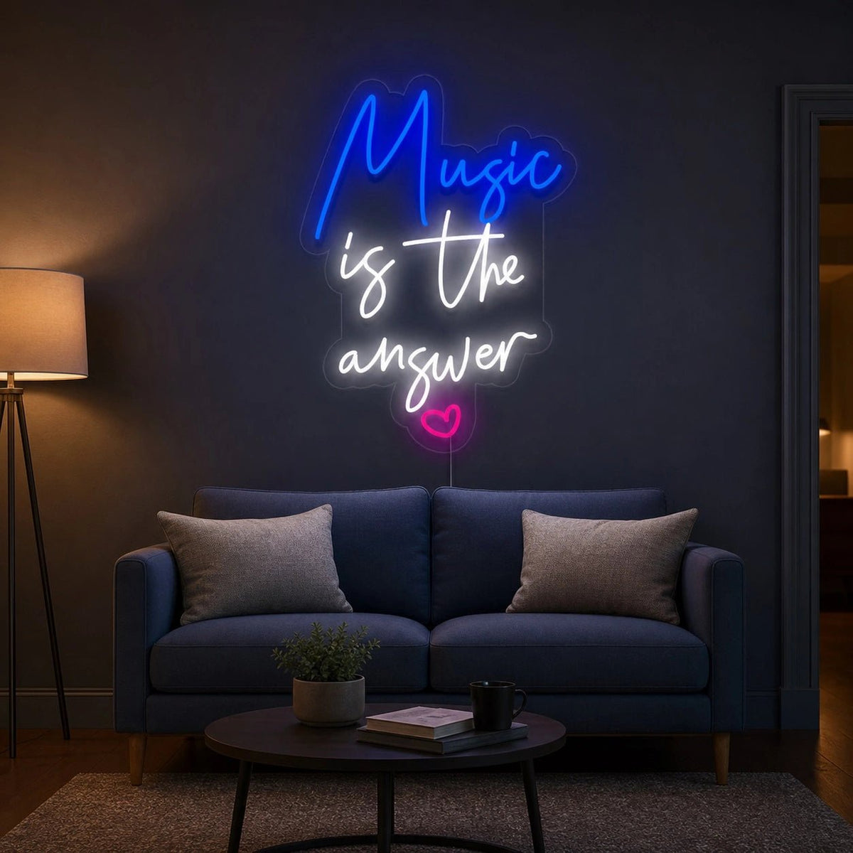 Music Is The Answer Heart LED Neon Sign - Shineneon