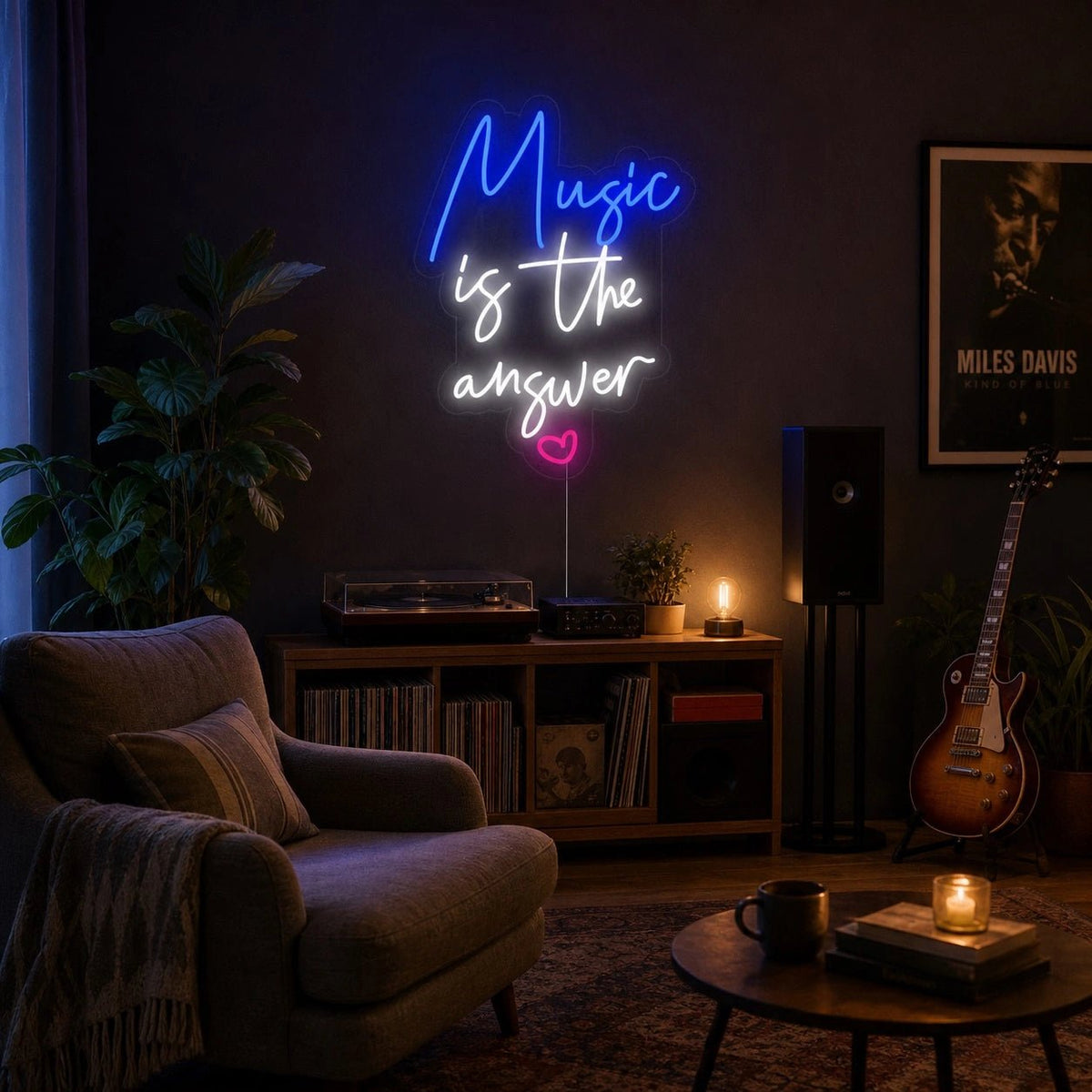 Music Is The Answer Heart LED Neon Sign - Shineneon