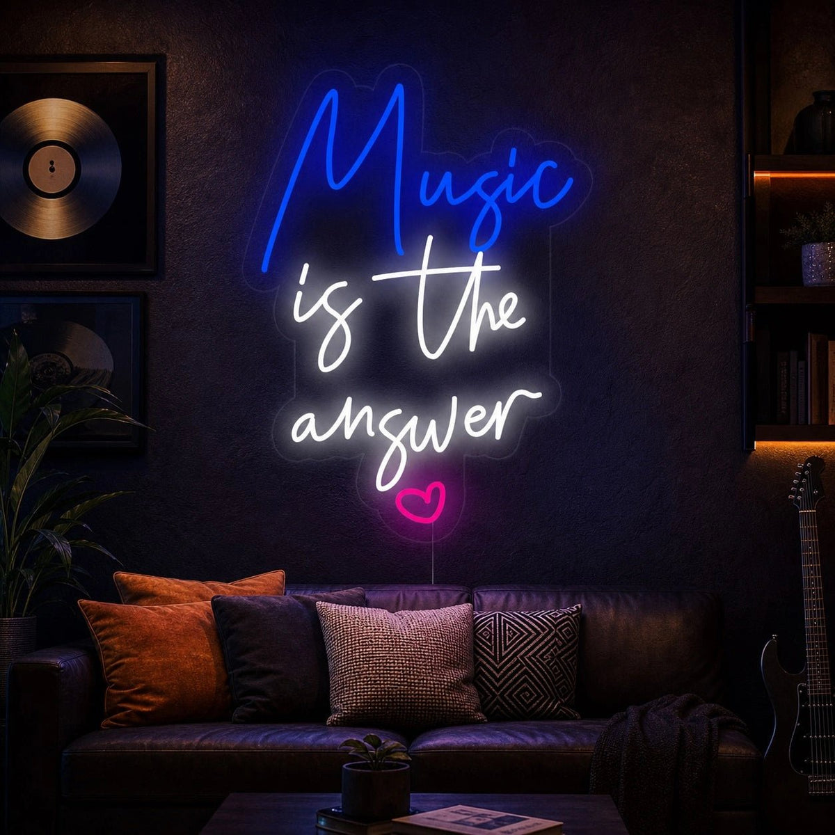Music Is The Answer Heart LED Neon Sign - Shineneon