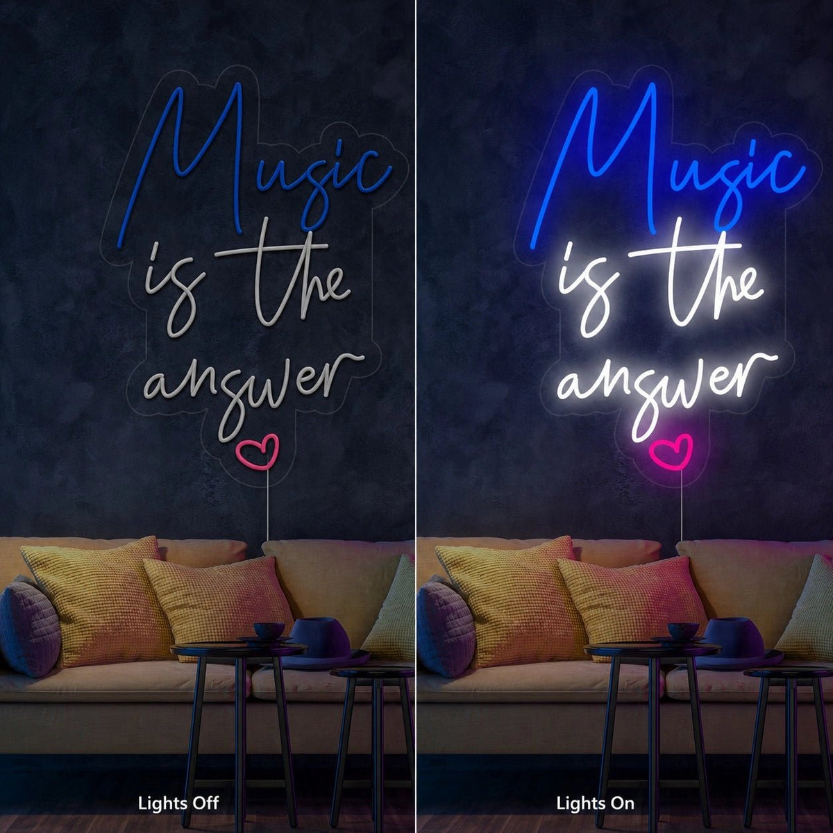 Music Is The Answer Heart LED Neon Sign - Shineneon