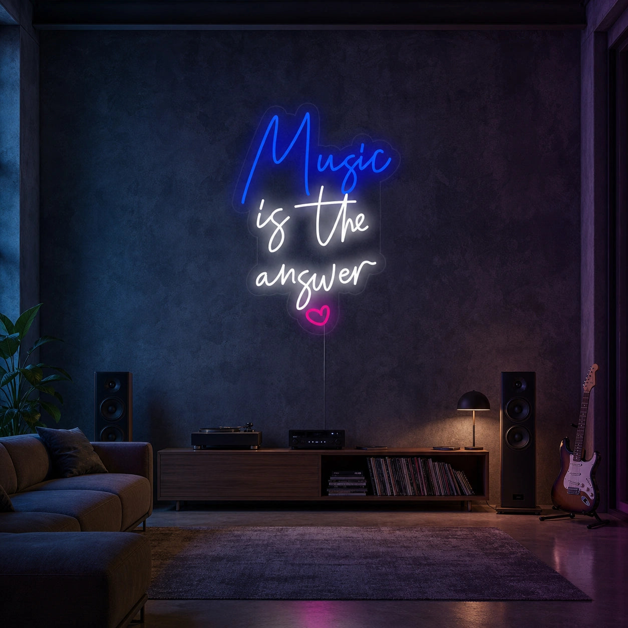 Music Is The Answer LED Neon Sign Garage Neon Sign size image