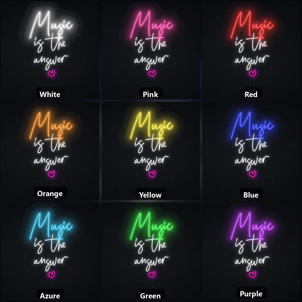 Music Is The Answer LED Neon Sign Garage Neon Sign color grid