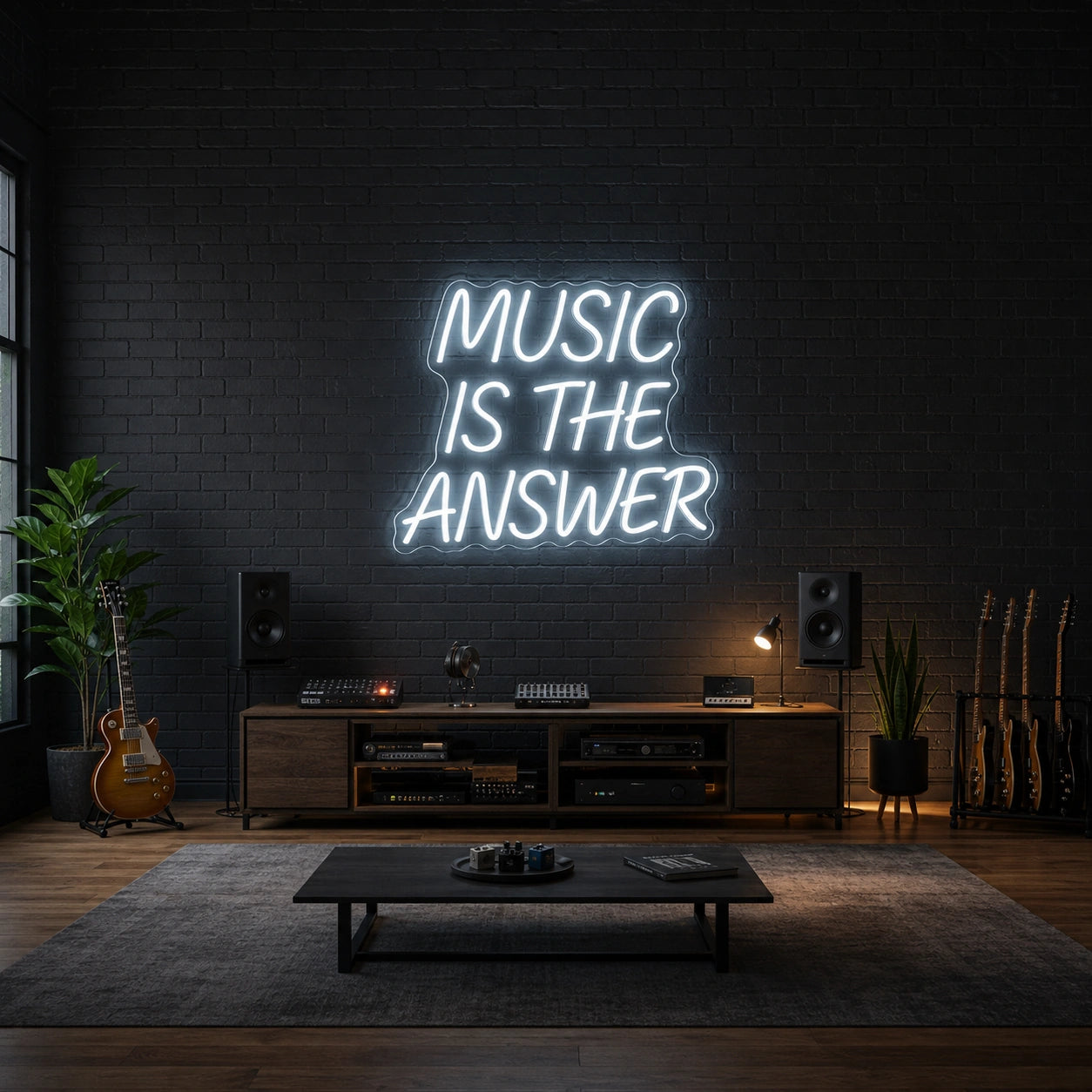 Music Is The Answer Wall Decor LED Neon Sign Garage Neon Sign size image