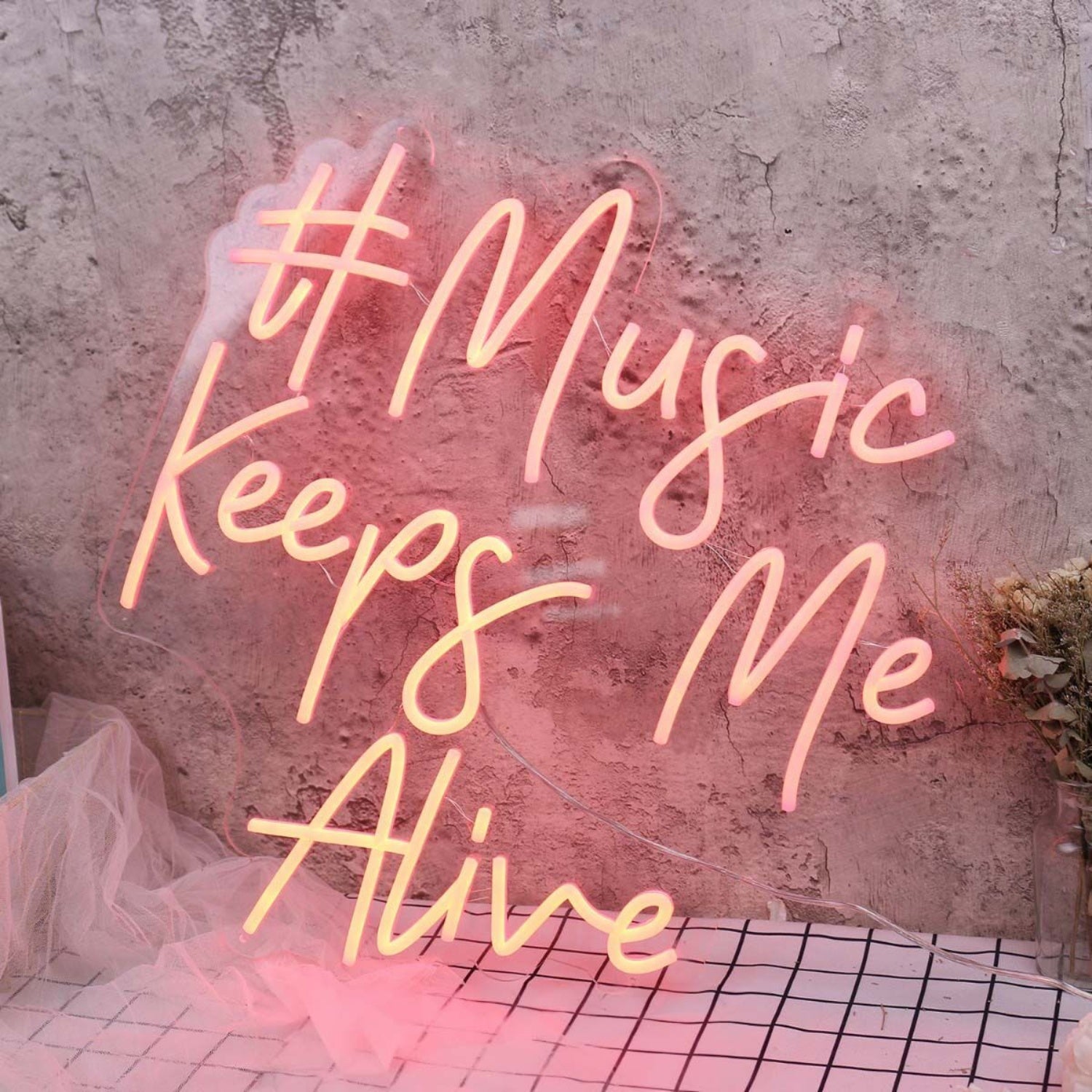 Music Keeps Me Alive Red Led Neon Sign - Shineneon