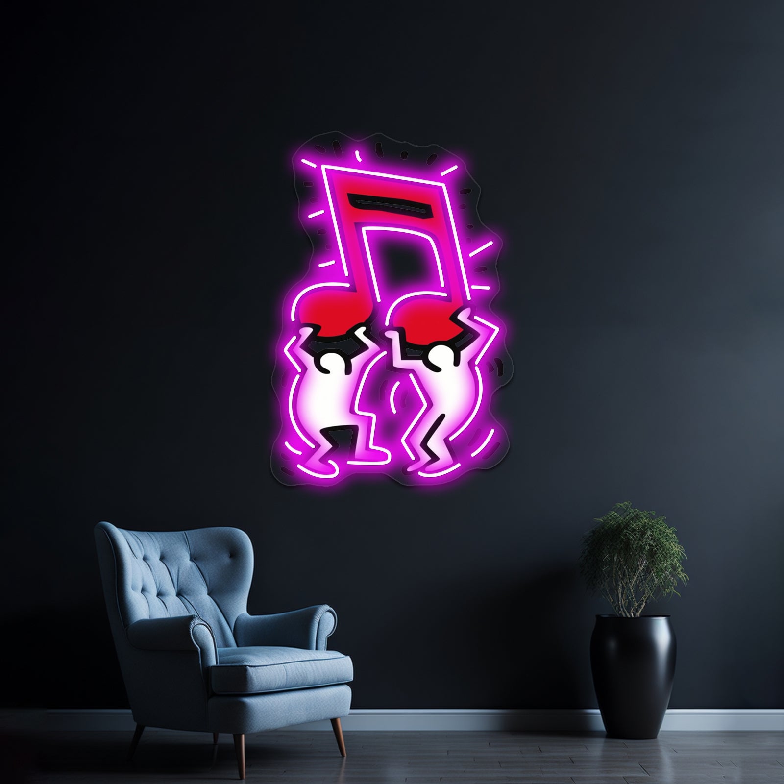 Music Note Haring Pop Artwork Neon Sign Led | Shineneon