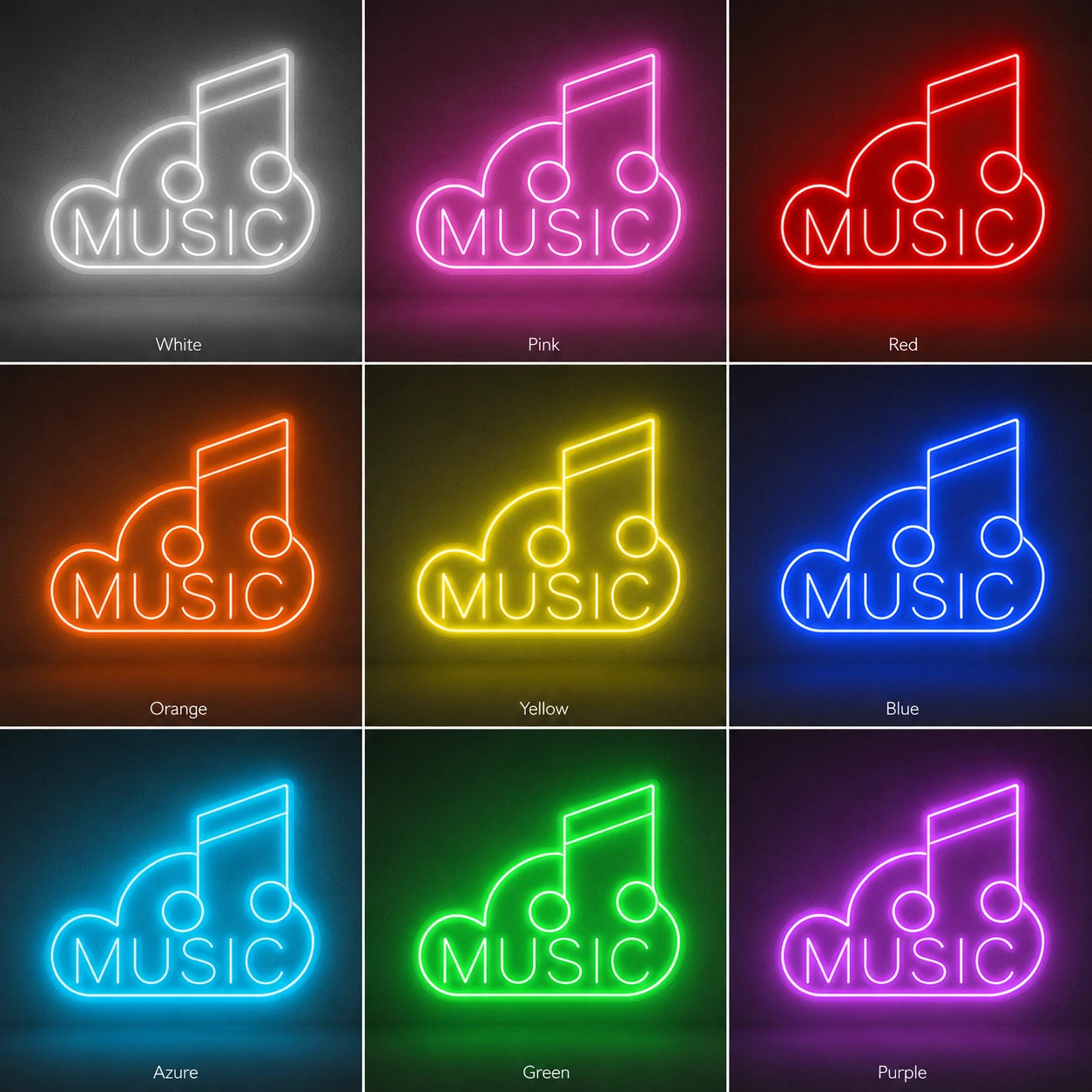 Music Note Neon Sign LED Neon Sign color grid
