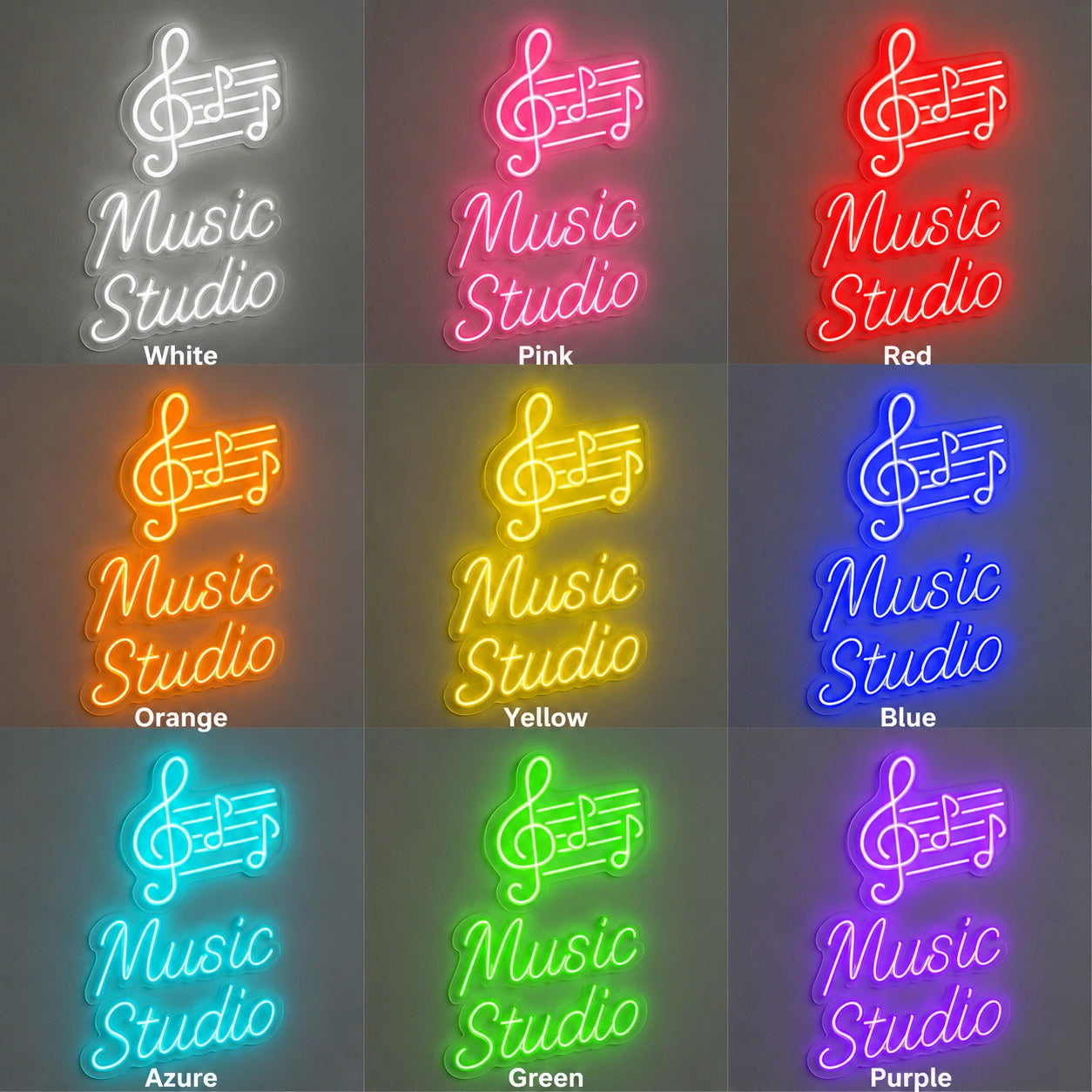 Music Studio Notes Neon Sign LED Neon Sign color grid