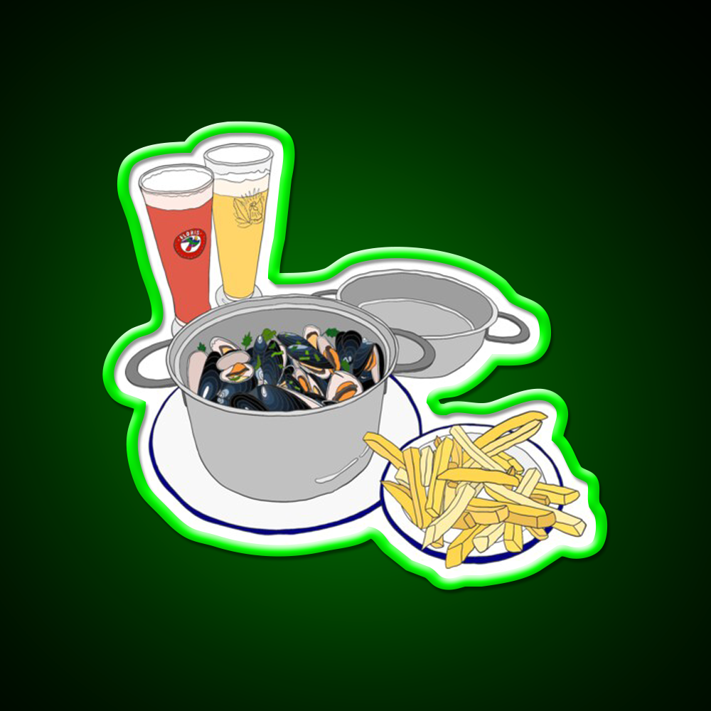 Mussels From Brussels Beer Bar Decor Led Neon Sign Rgb Color - LED neon sign view 8