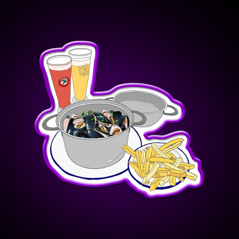 Mussels From Brussels Beer Bar Decor Led Neon Sign Rgb Color - LED neon sign view 9