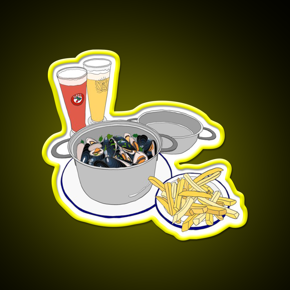 Mussels From Brussels Beer Bar Decor Led Neon Sign Rgb Color - LED neon sign view 7