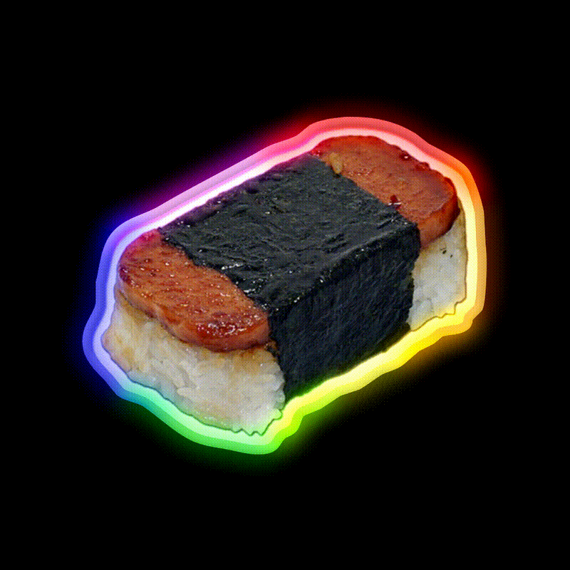 Musubi Pink Snack Food Led Neon Sign Rgb Color - LED neon sign close-up detail