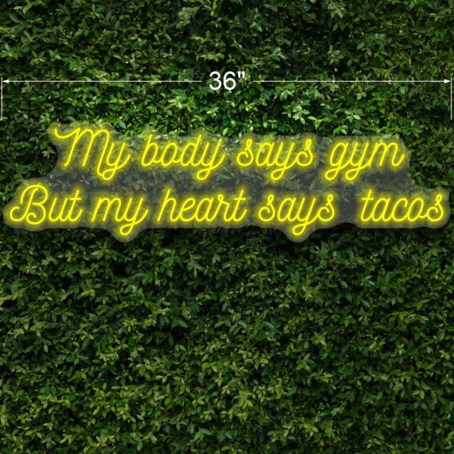 My Body Gym Heart Tacos Yellow Led Neon Sign For Home Gym Or Cafe Wall Decor | Shineneon