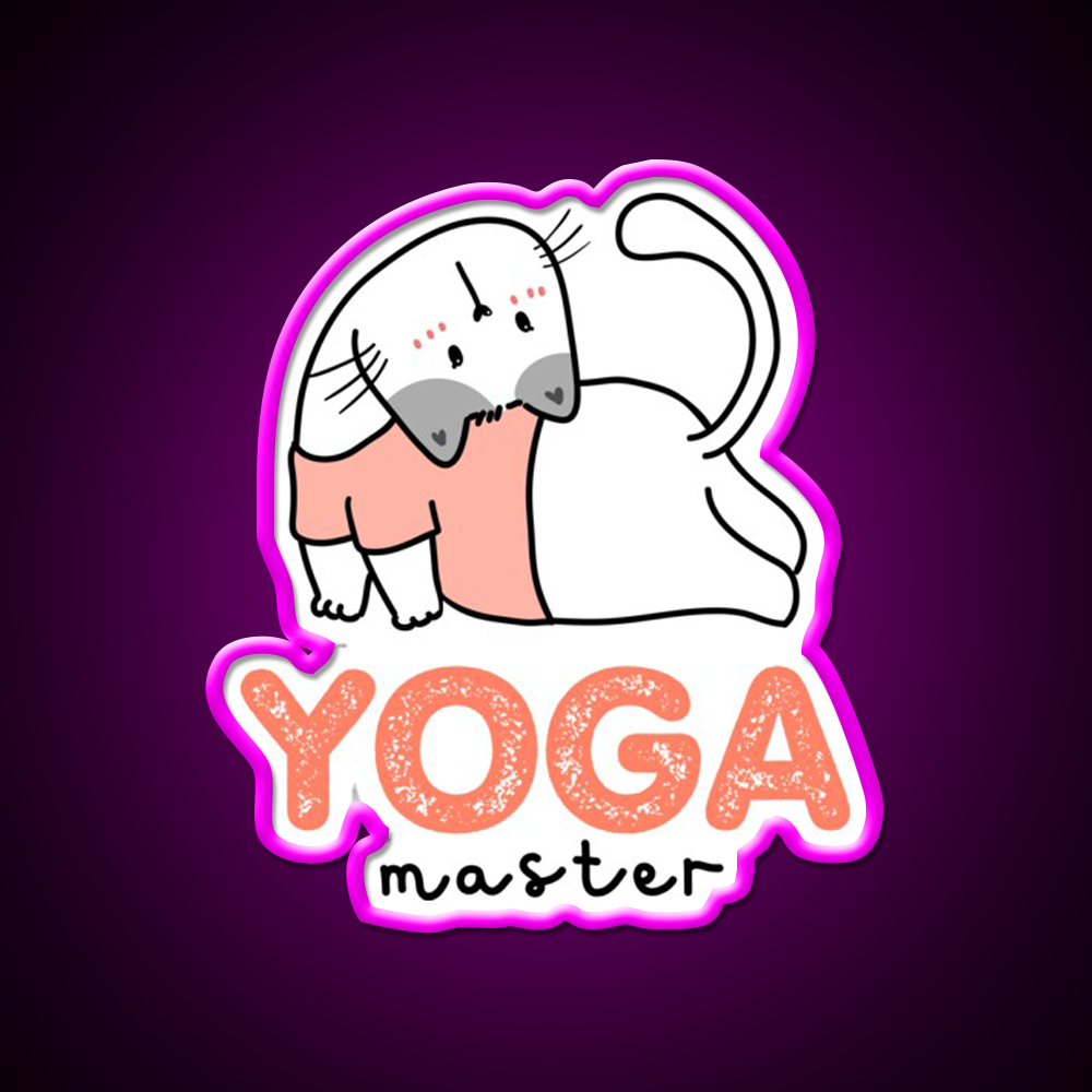 My Cat Is Yoga Master Yoga Led Neon Sign For Wellness Space Rgb Color