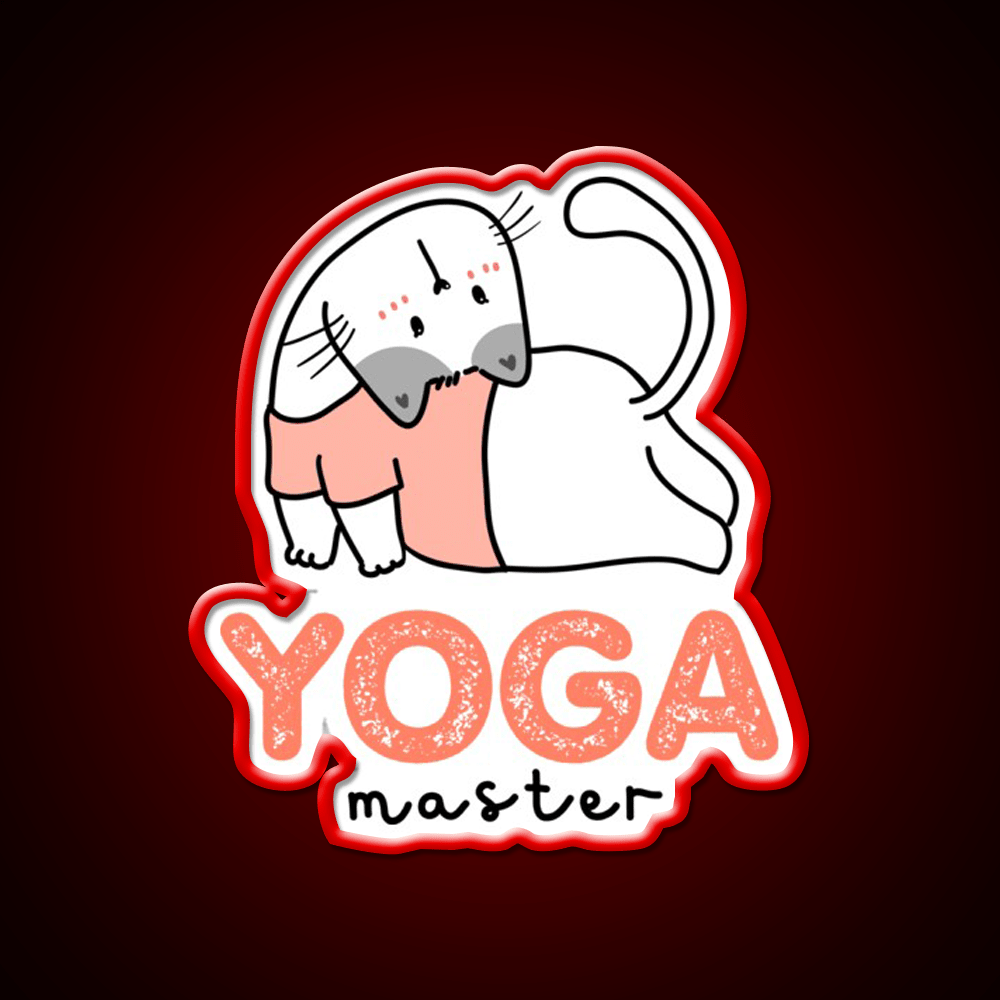 My Cat Is Yoga Master Yoga Led Neon Sign For Wellness Space Rgb Color - Shineneon