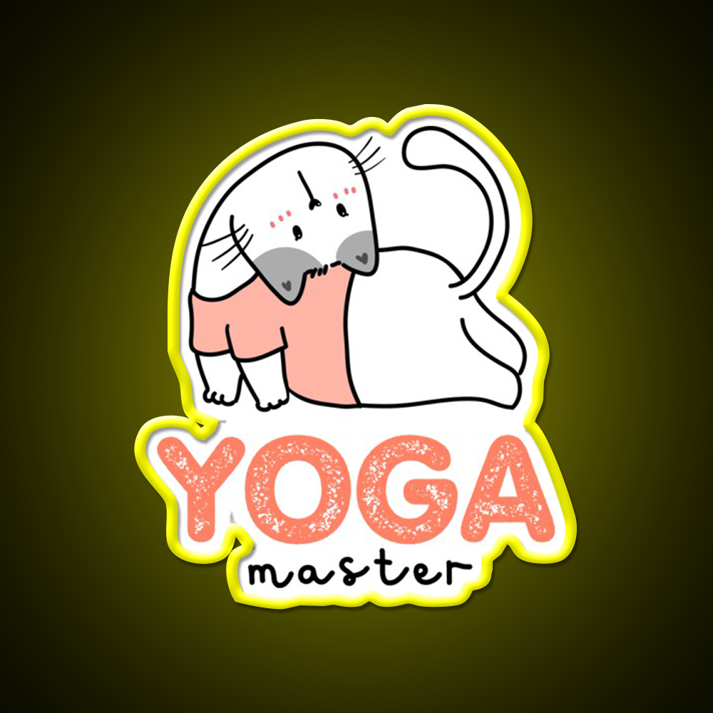 My Cat Is Yoga Master Yoga Led Neon Sign For Wellness Space Rgb Color