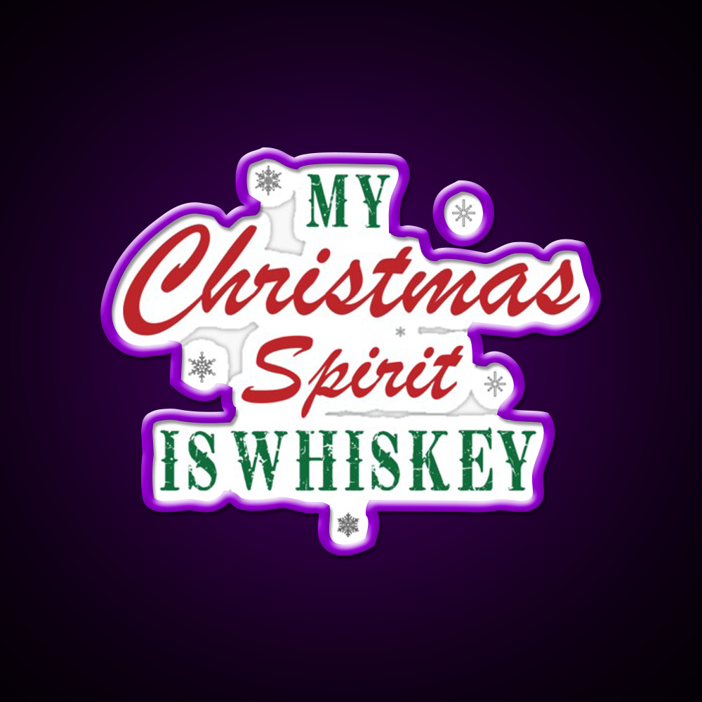 My Christmas Spirit Is Whiskey Drink Bar Led Neon Sign Rgb Color